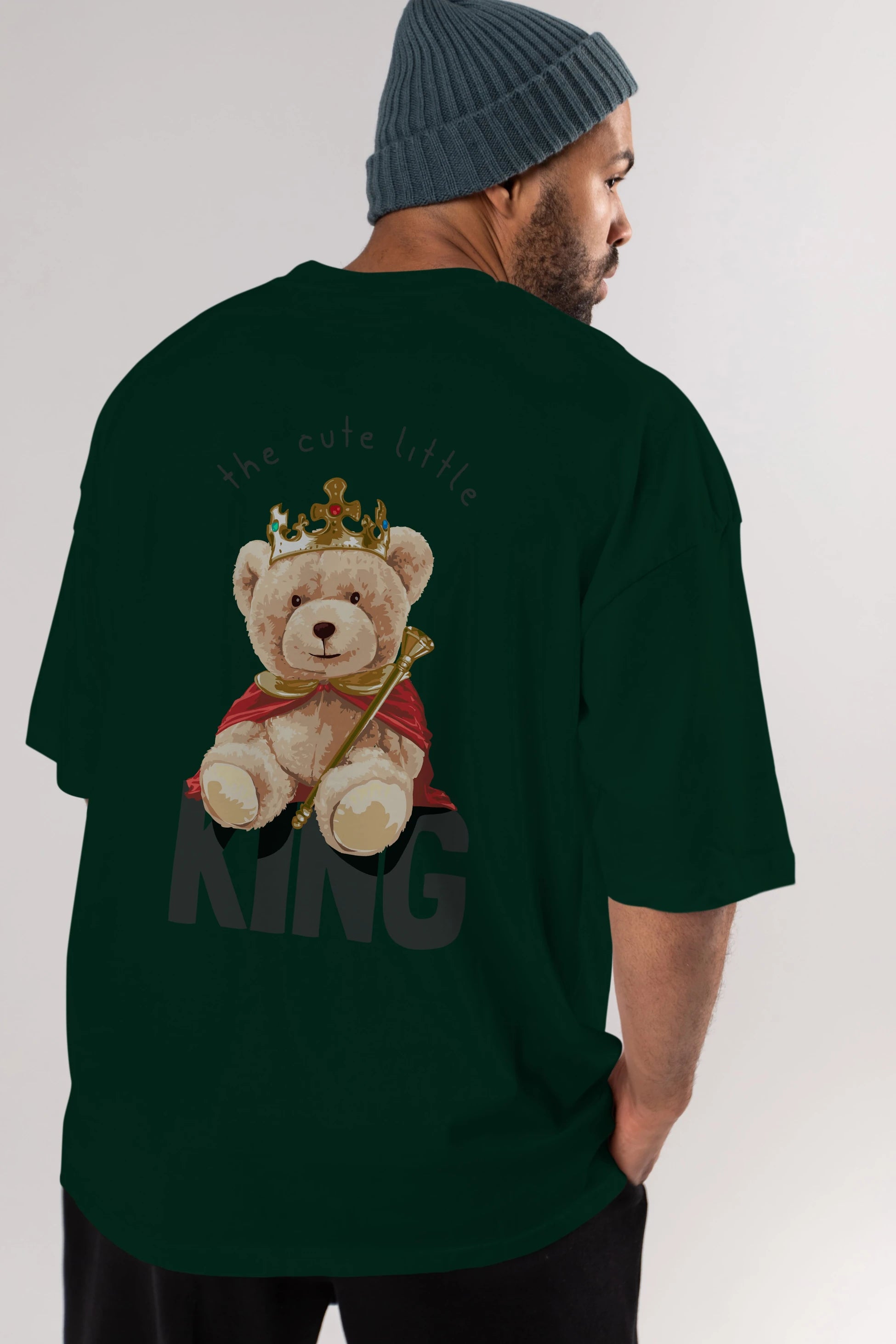 Teddy Bear King Arka Baskılı Oversize t-shirt Erkek Kadın Unisex %100 Pamuk