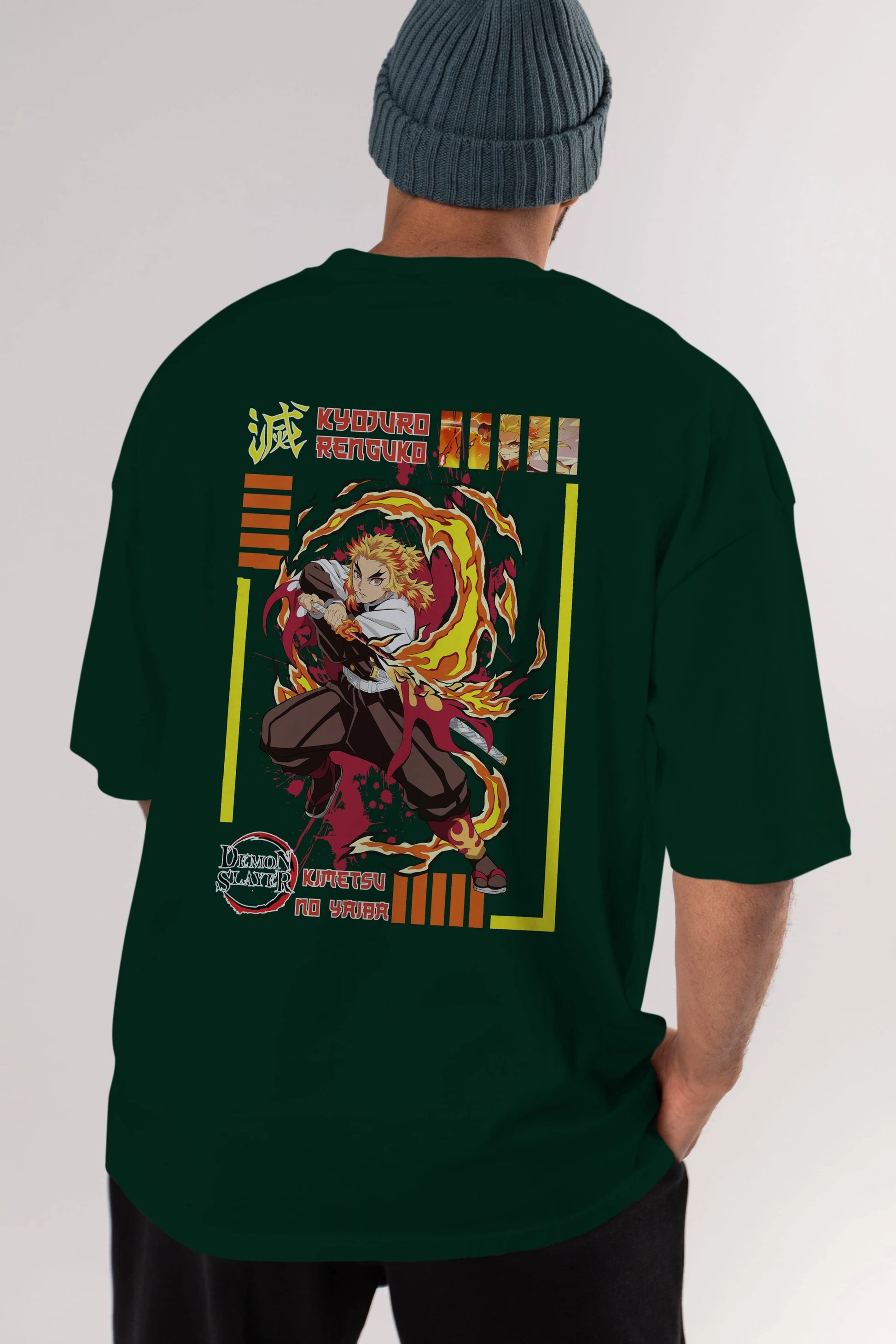 KYOJURO RENGOKU Anime Arka Baskılı Oversize t-shirt Erkek Kadın Unisex