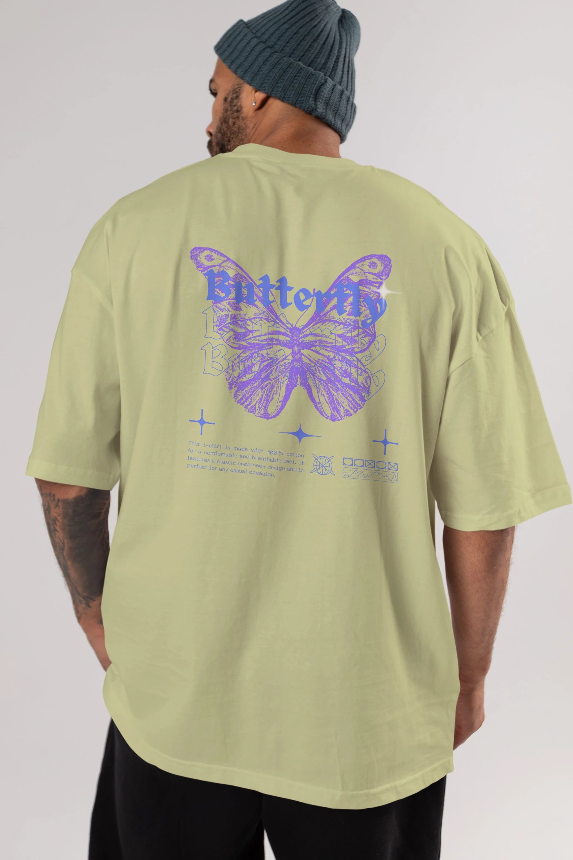 Butterfly Streetwear Arka Baskılı Oversize t-shirt Erkek Kadın Unisex