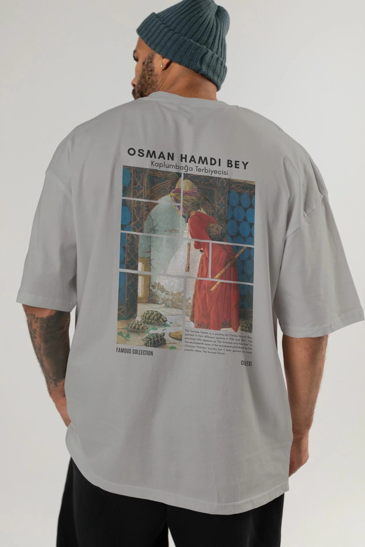 Osman Hamdi Bey Arka Baskılı Oversize t-shirt Erkek Kadın Bisiklet Yaka Pamuk tişort