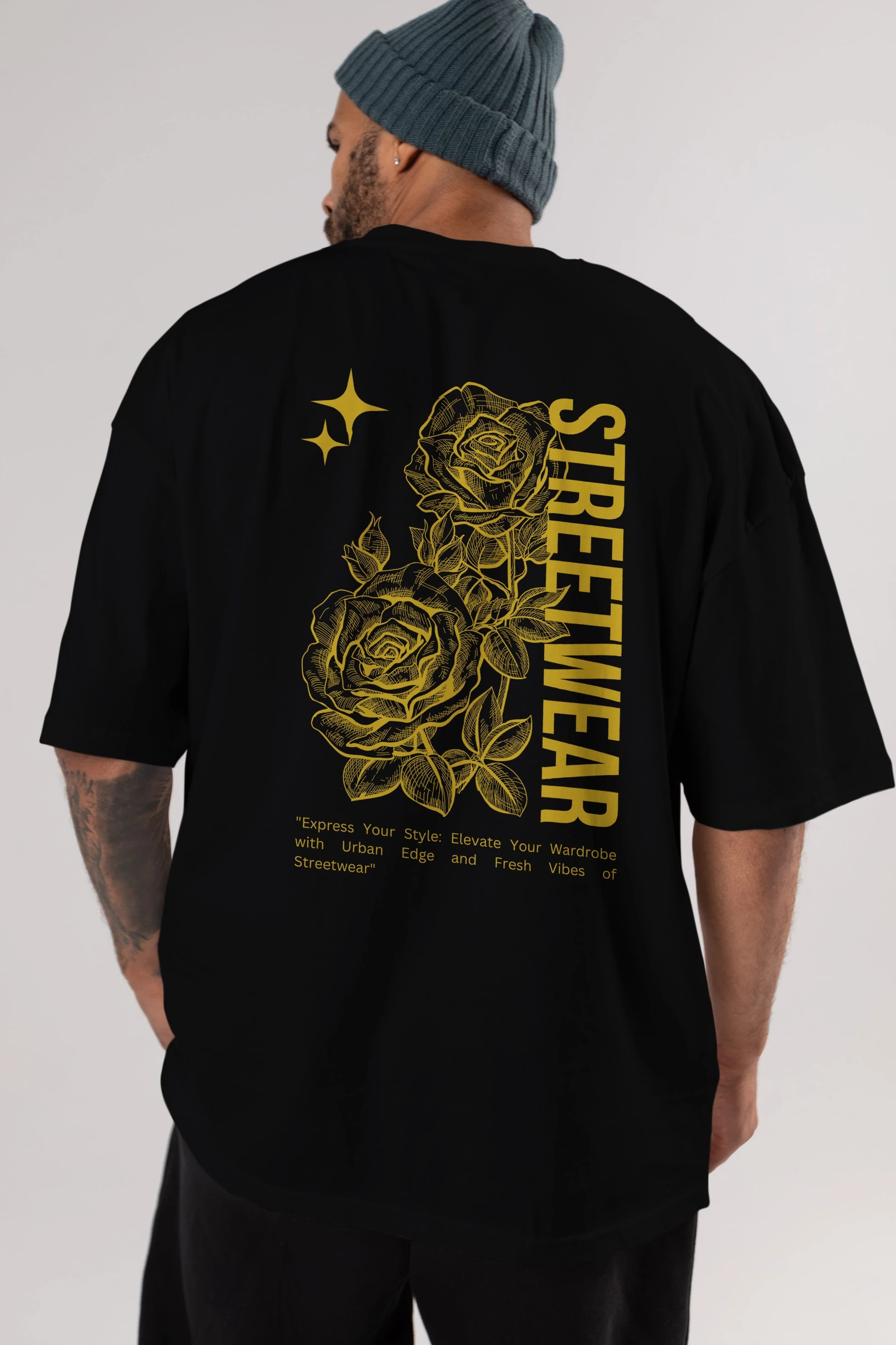 Minimalist Streetwear Arka Baskılı Oversize t-shirt Erkek Kadın Unisex