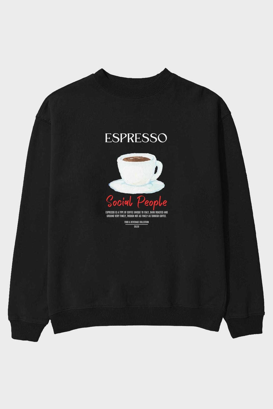 Espresso ön Baskılı Oversize Sweatshirt Erkek Kadın Unisex