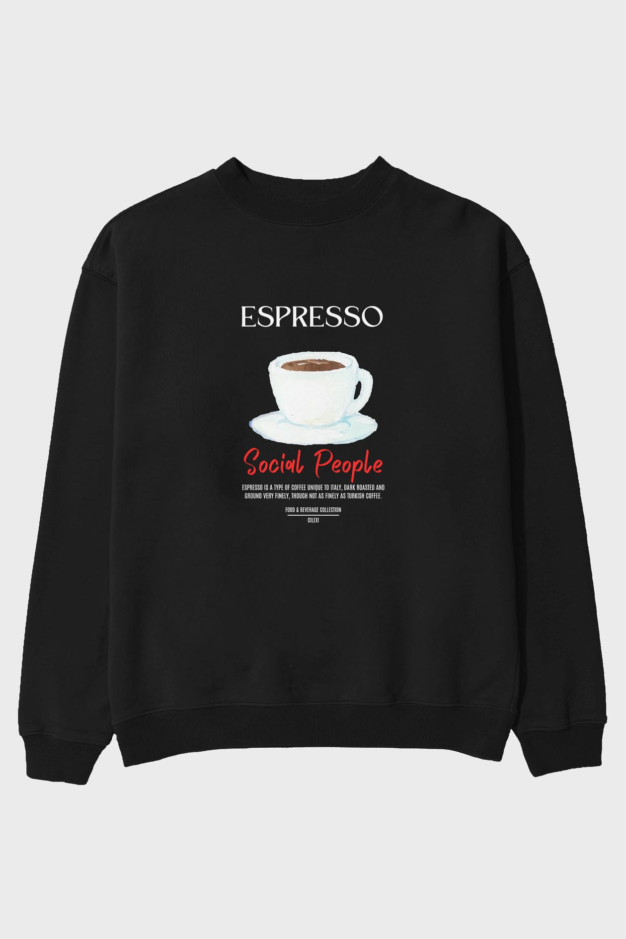 Espresso ön Baskılı Oversize Sweatshirt Erkek Kadın Unisex