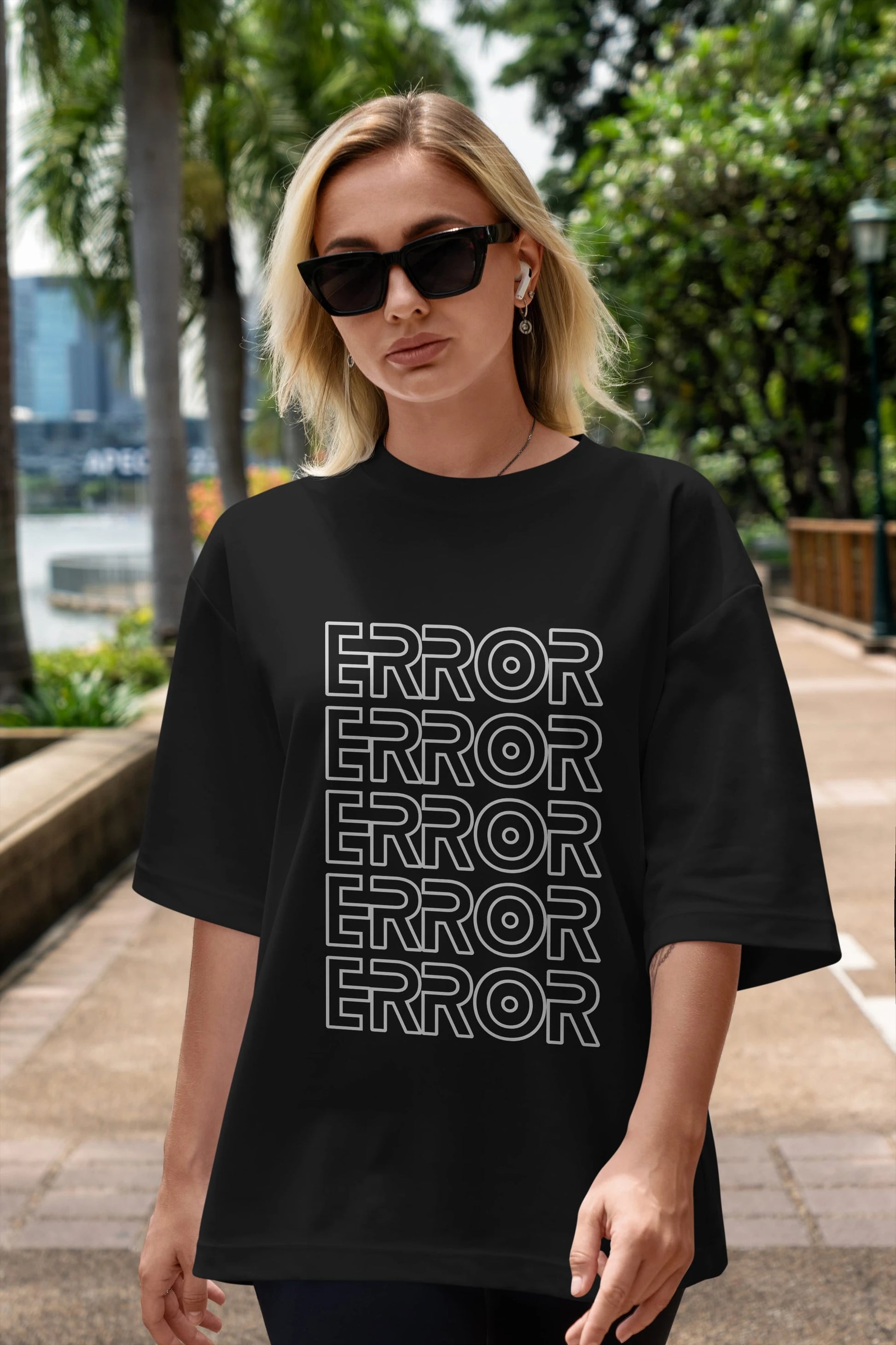 Error Yazılı Ön Baskılı Oversize t-shirt Erkek Kadın Unisex