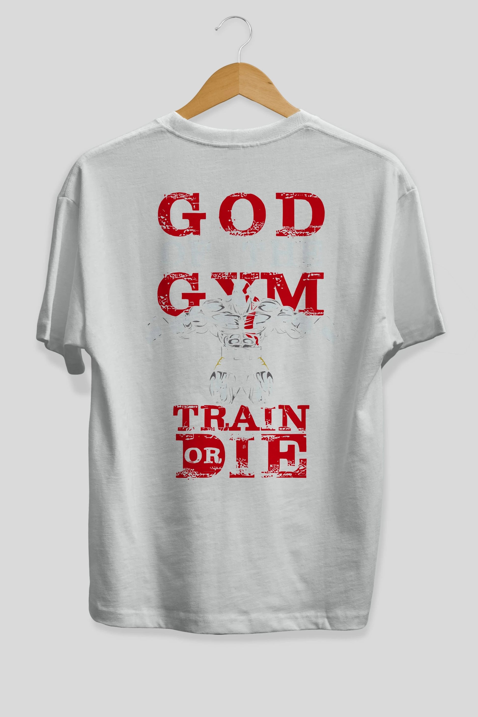 God of The GYM Arka Baskılı Oversize t-shirt Erkek Kadın Unisex %100 Pamuk Bisiklet Yaka tişort