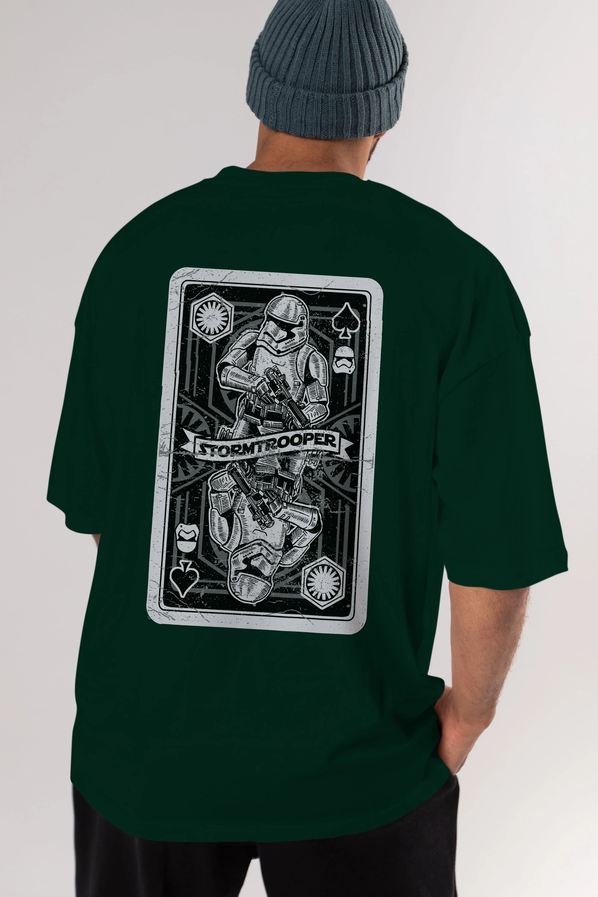 Stormtrooper Playing Card Arka Baskılı Oversize t-shirt Erkek Kadın Unisex %100 Pamuk