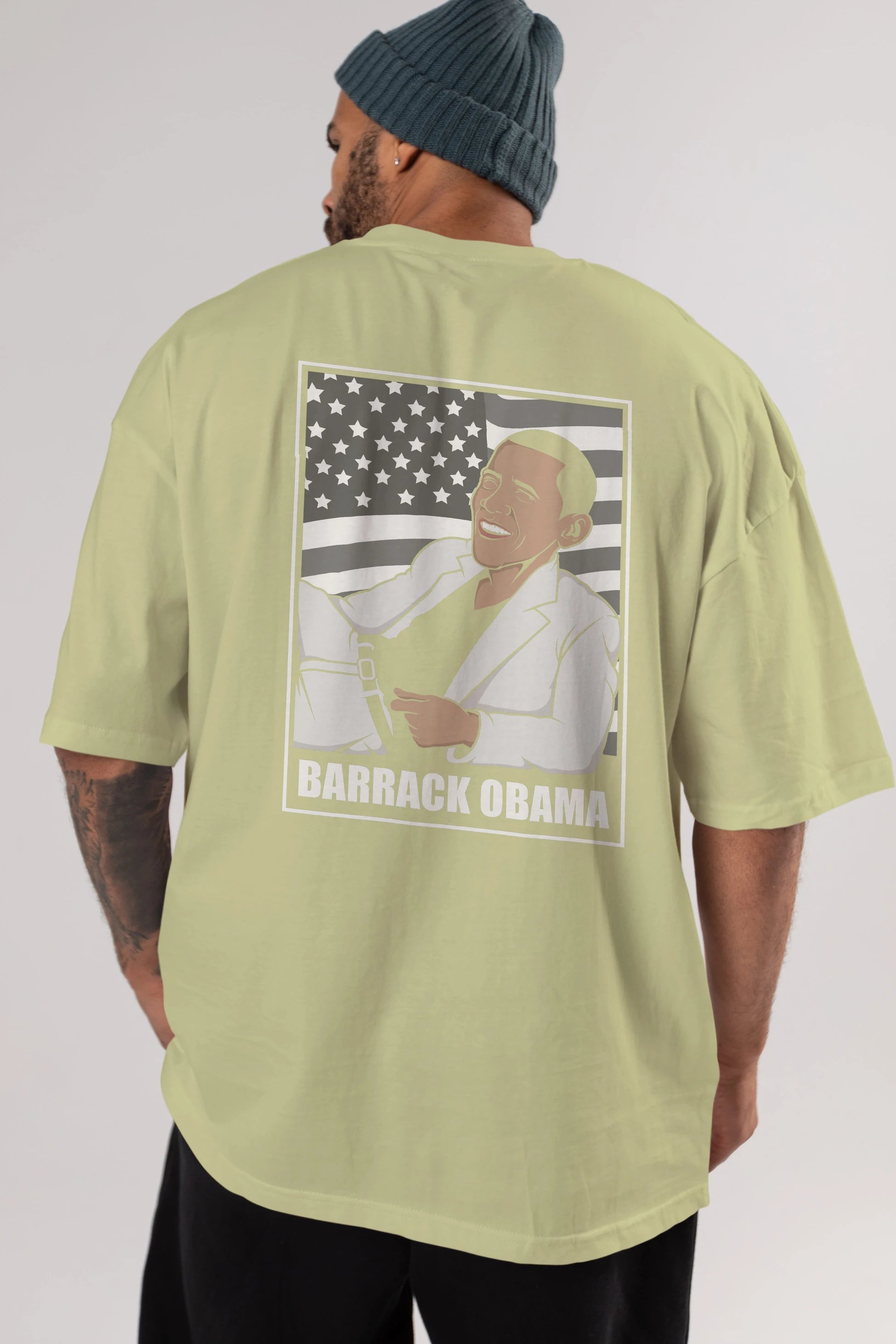 Obama Thriller Arka Baskılı Oversize t-shirt Erkek Kadın Unisex %100 Pamuk tişort
