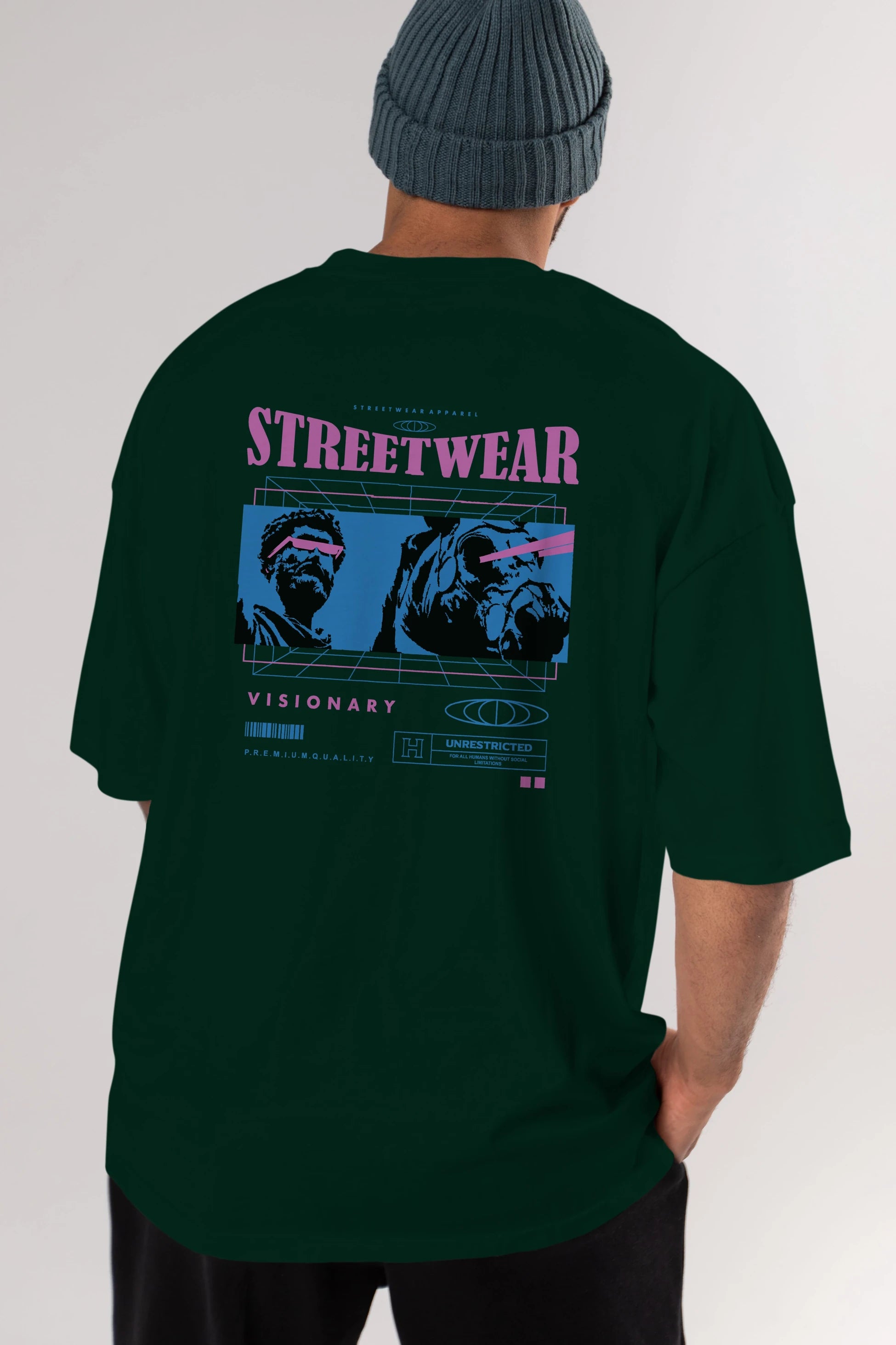 Streetwear Visionary Arka Baskılı Oversize t-shirt Erkek Kadın Unisex