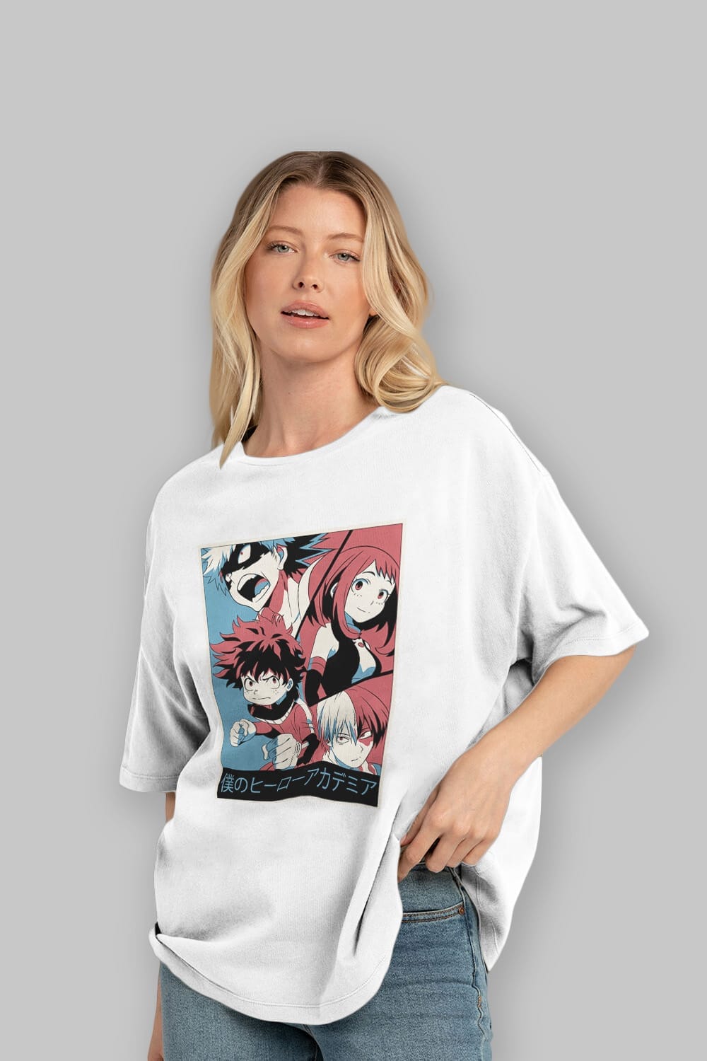 BokuNoHero Anime Ön Baskılı Oversize t-shirt %100 pamuk Erkek Kadın Unisex