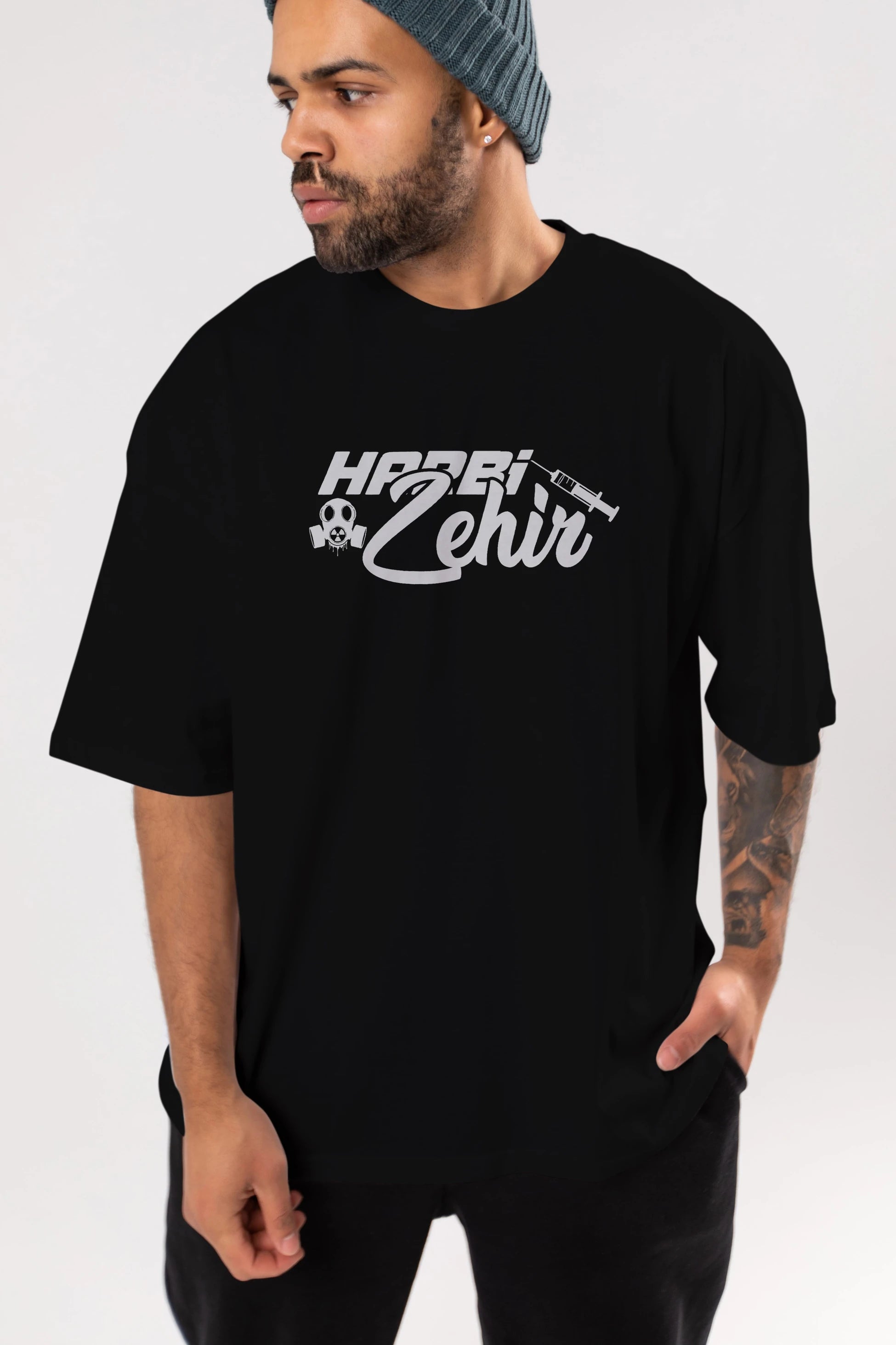 Harbi Zehir Ön Baskılı Oversize t-shirt %100 pamuk Erkek Kadın Unisex