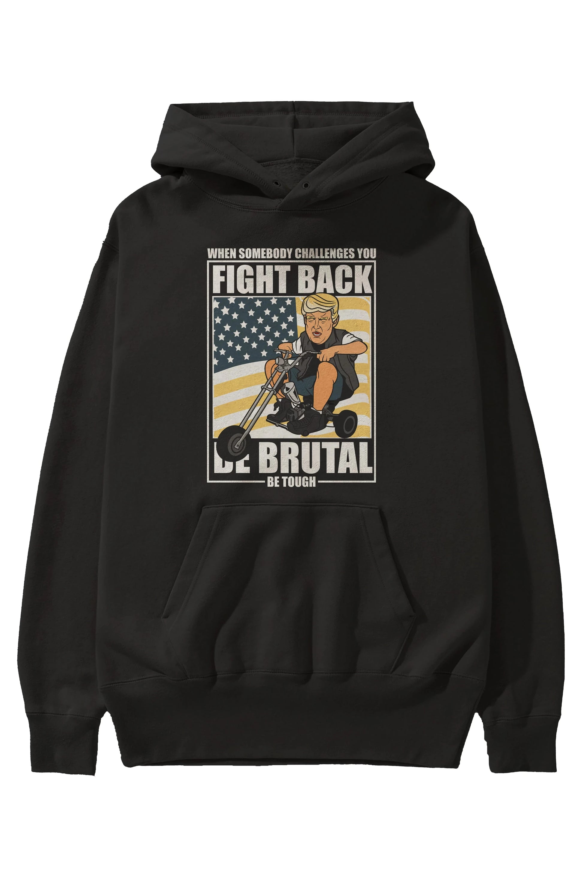 Trump Biker Ön Baskılı Hoodie Oversize Kapüşonlu Sweatshirt Erkek Kadın Unisex