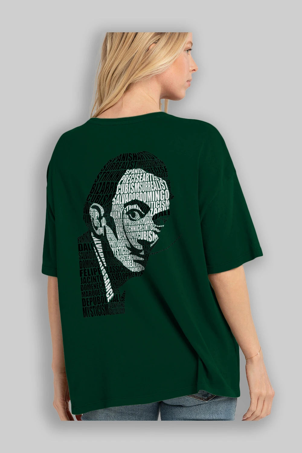 Salvador Dali Calligram Arka Baskılı Oversize t-shirt %100 pamuk Erkek Kadın Unisex