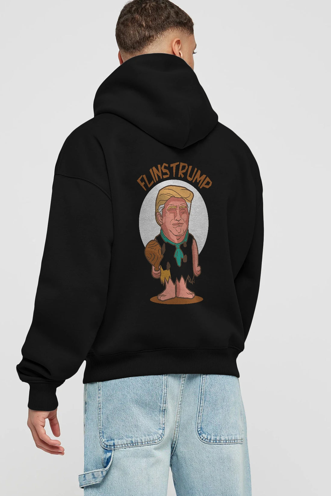 Flinstrump Arka Baskılı Hoodie Oversize Kapüşonlu Sweatshirt Erkek Kadın Unisex