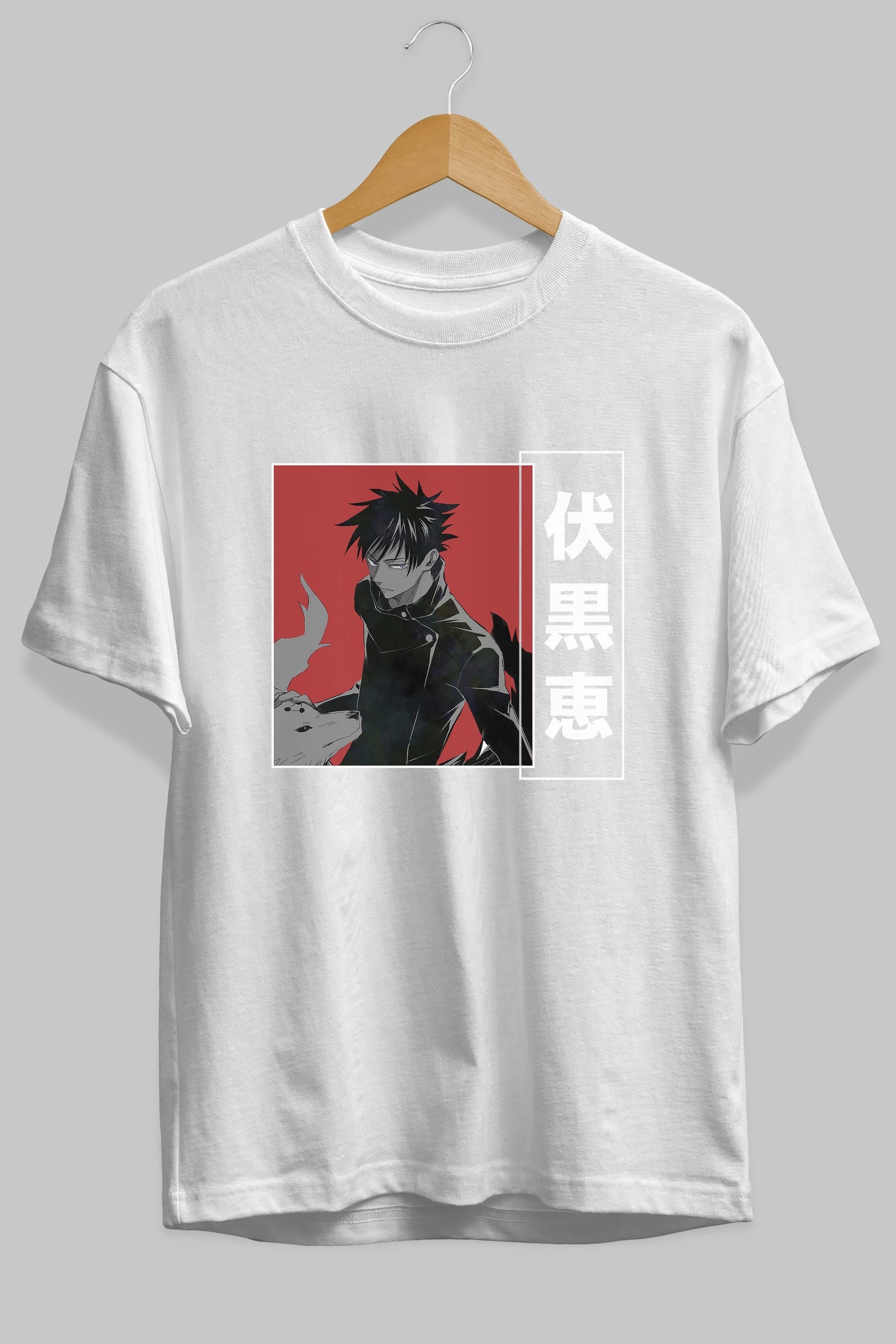 Megumi Fushiguro Anime Ön Baskılı Oversize t-shirt %100 pamuk Erkek Kadın Unisex