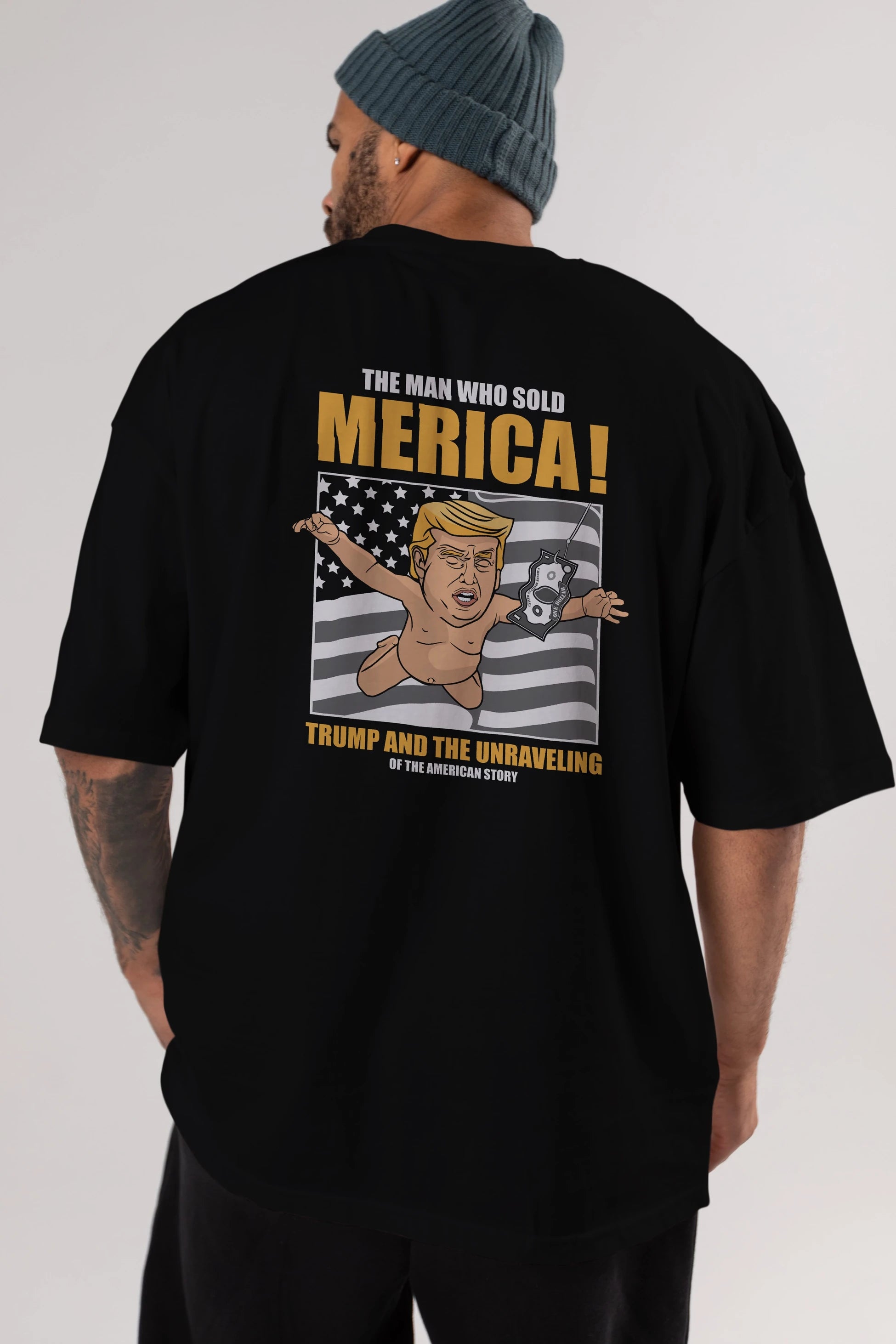 Trump Nirvana Arka Baskılı Oversize t-shirt Erkek Kadın Unisex %100 Pamuk tişort
