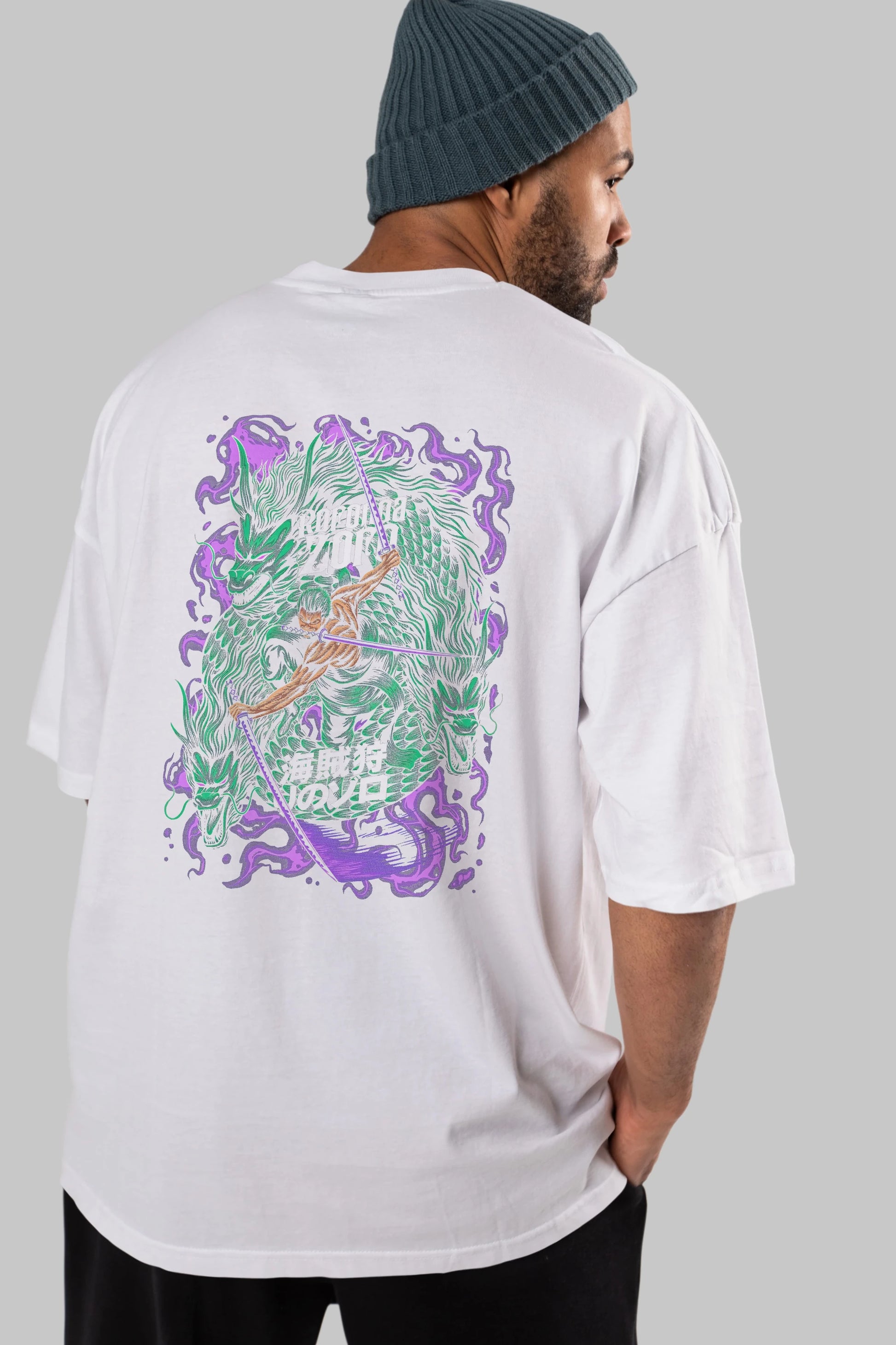 RORONOA ZORO 5 Anime Arka Baskılı Oversize t-shirt Erkek Kadın Unisex