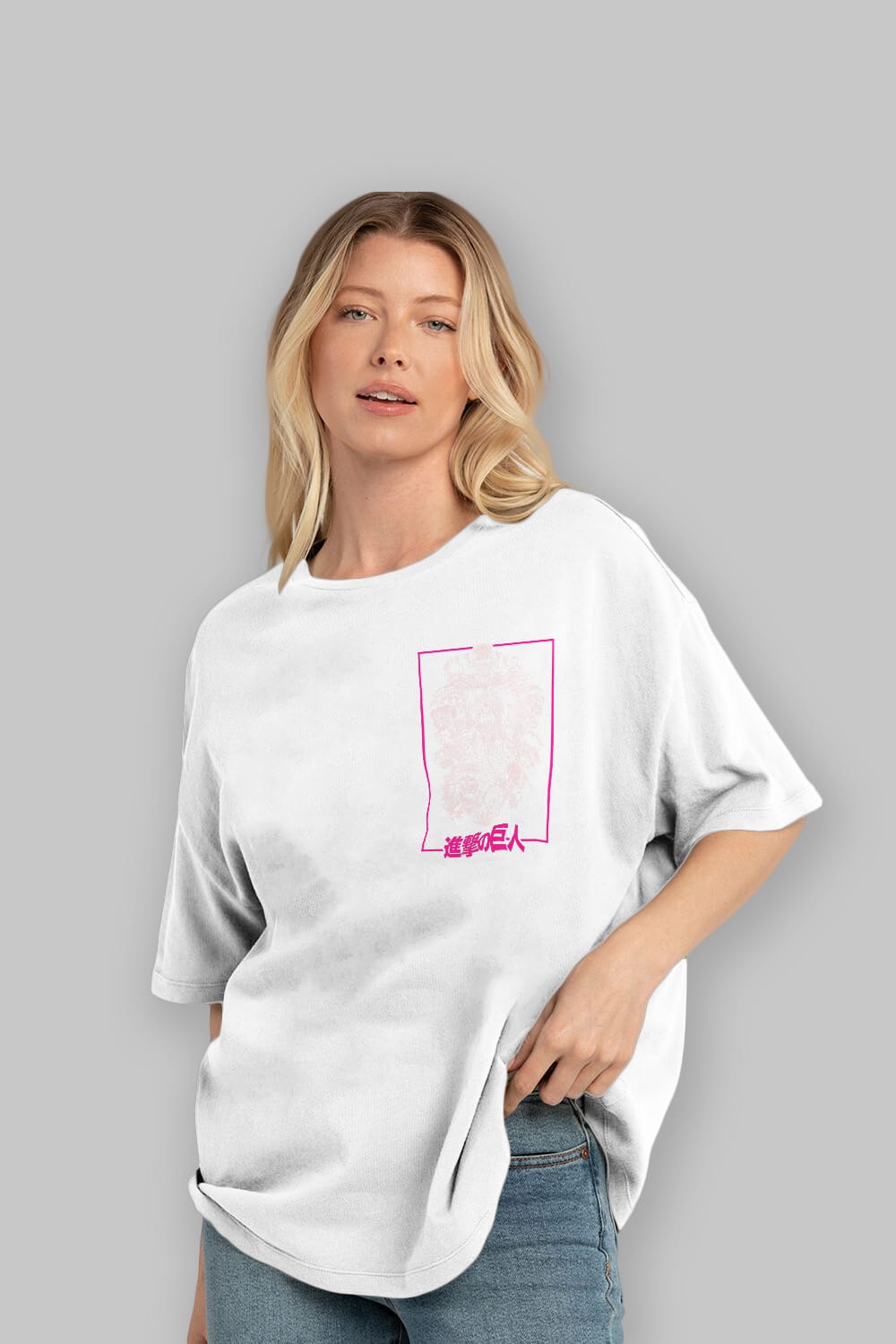ATTACK ON TITANS Ön Sol Baskılı Oversize t-shirt Erkek Kadın Unisex %100 Pamuk Bisiklet Yaka tişort