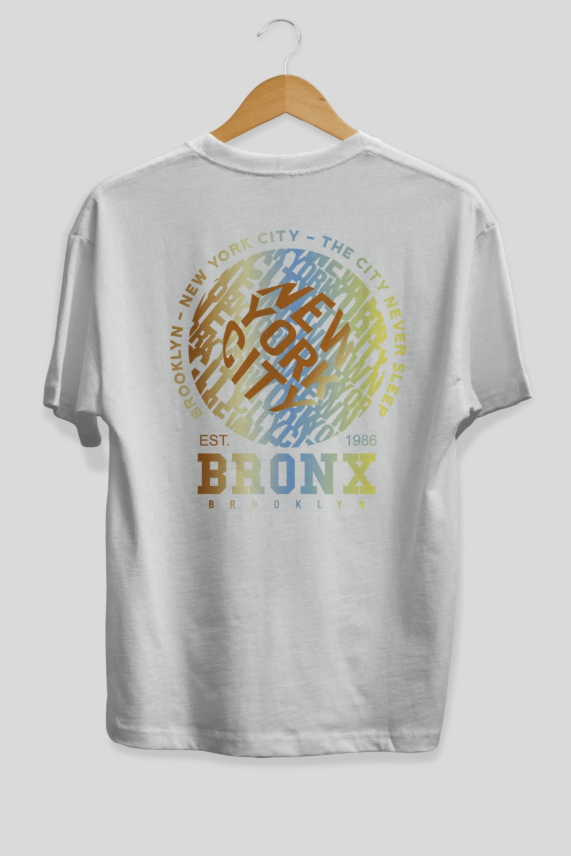 Brooklyn and New York City Arka Baskılı Oversize t-shirt Erkek Kadın Unisex