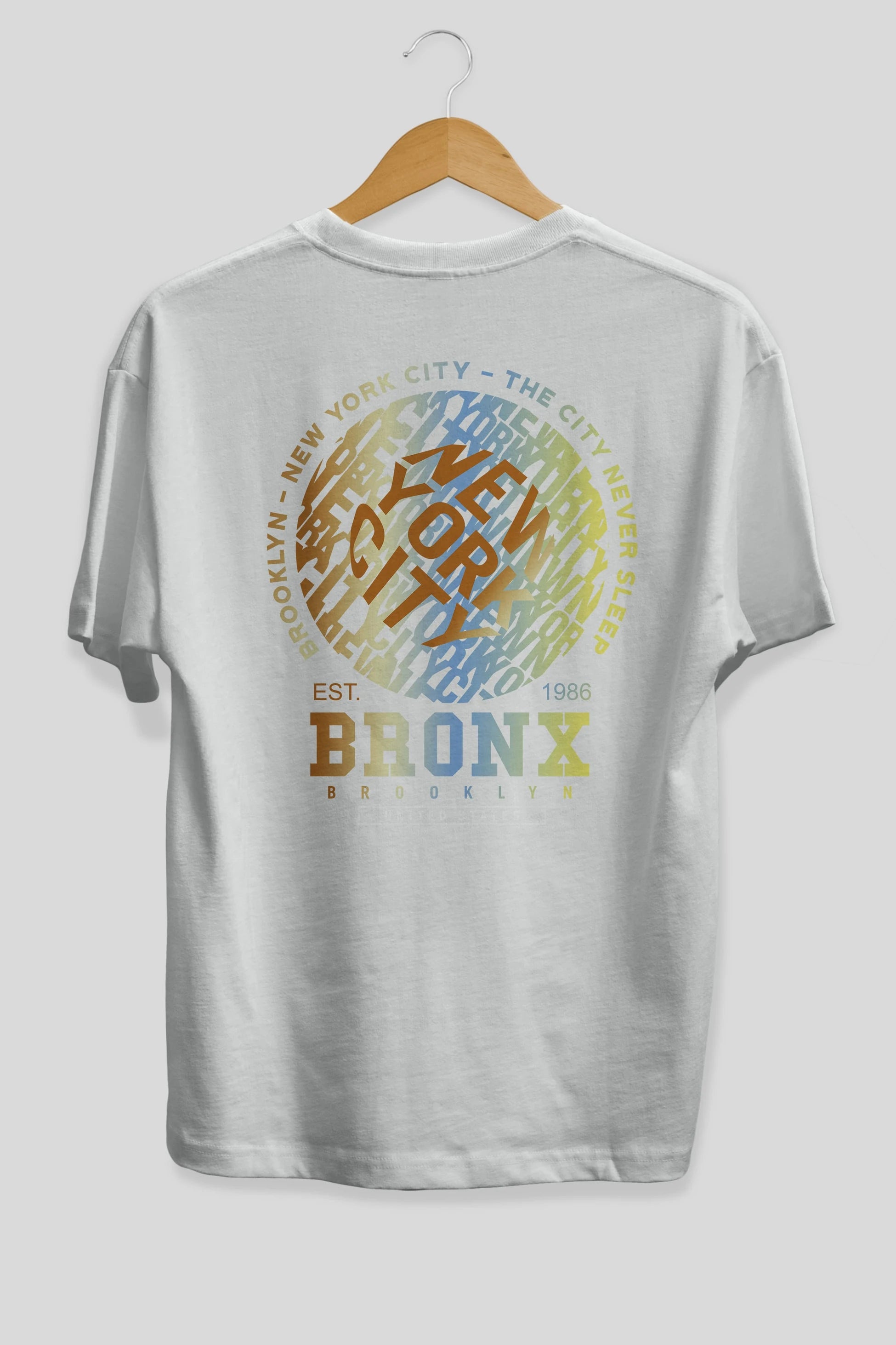 Brooklyn and New York City Arka Baskılı Oversize t-shirt Erkek Kadın Unisex