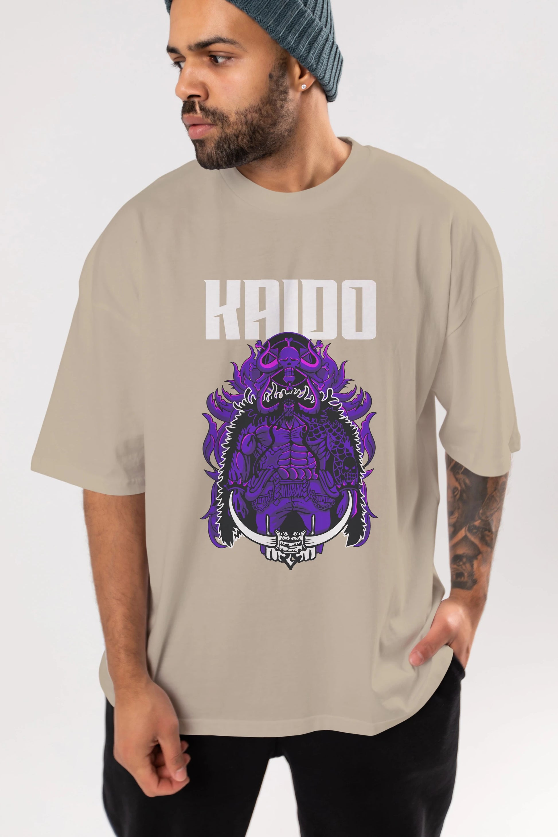 Kaido Anime Ön Baskılı Oversize t-shirt Erkek Kadın Unisex