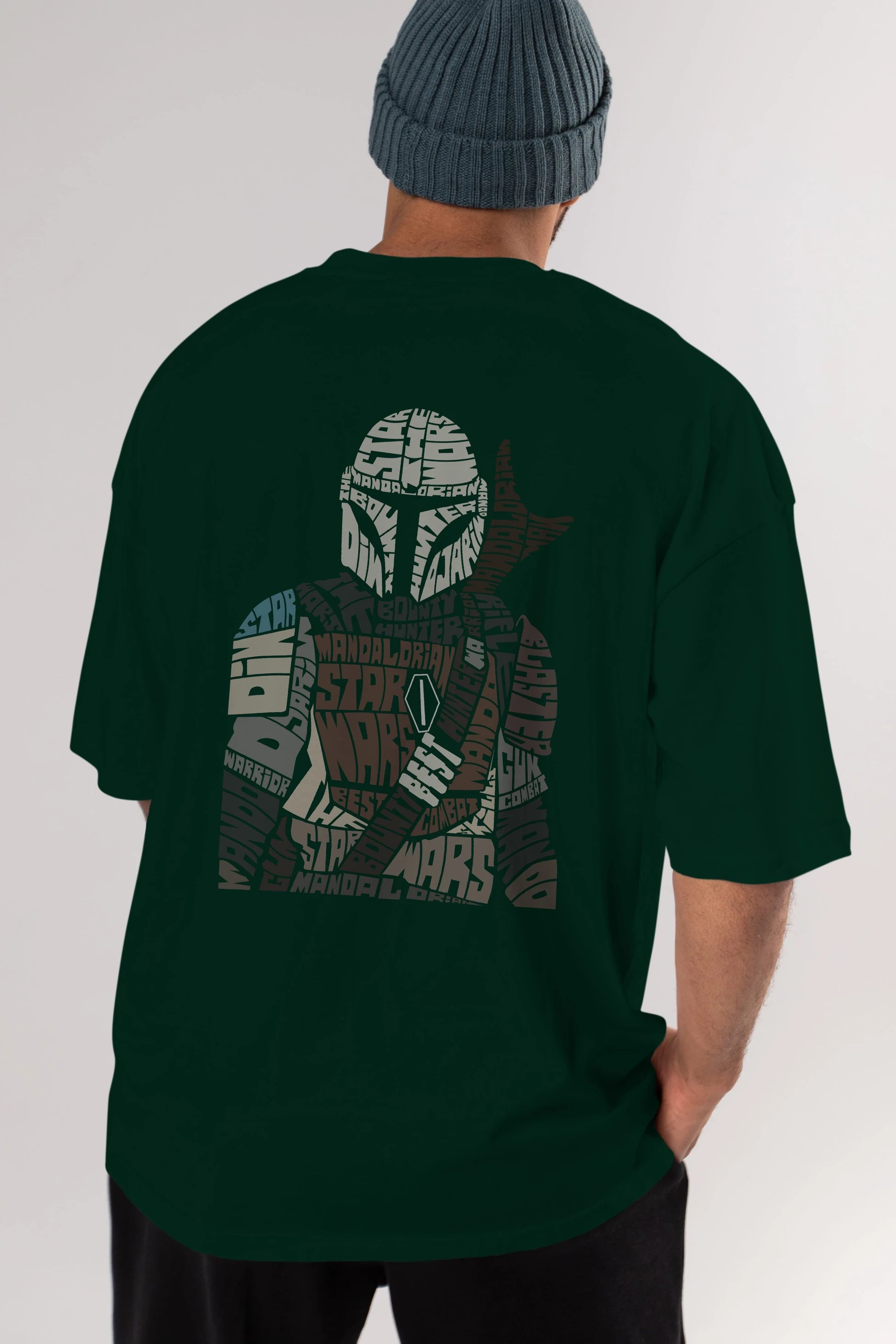 Mandalorian Arka Baskılı Oversize t-shirt %100 pamuk Erkek Kadın Unisex