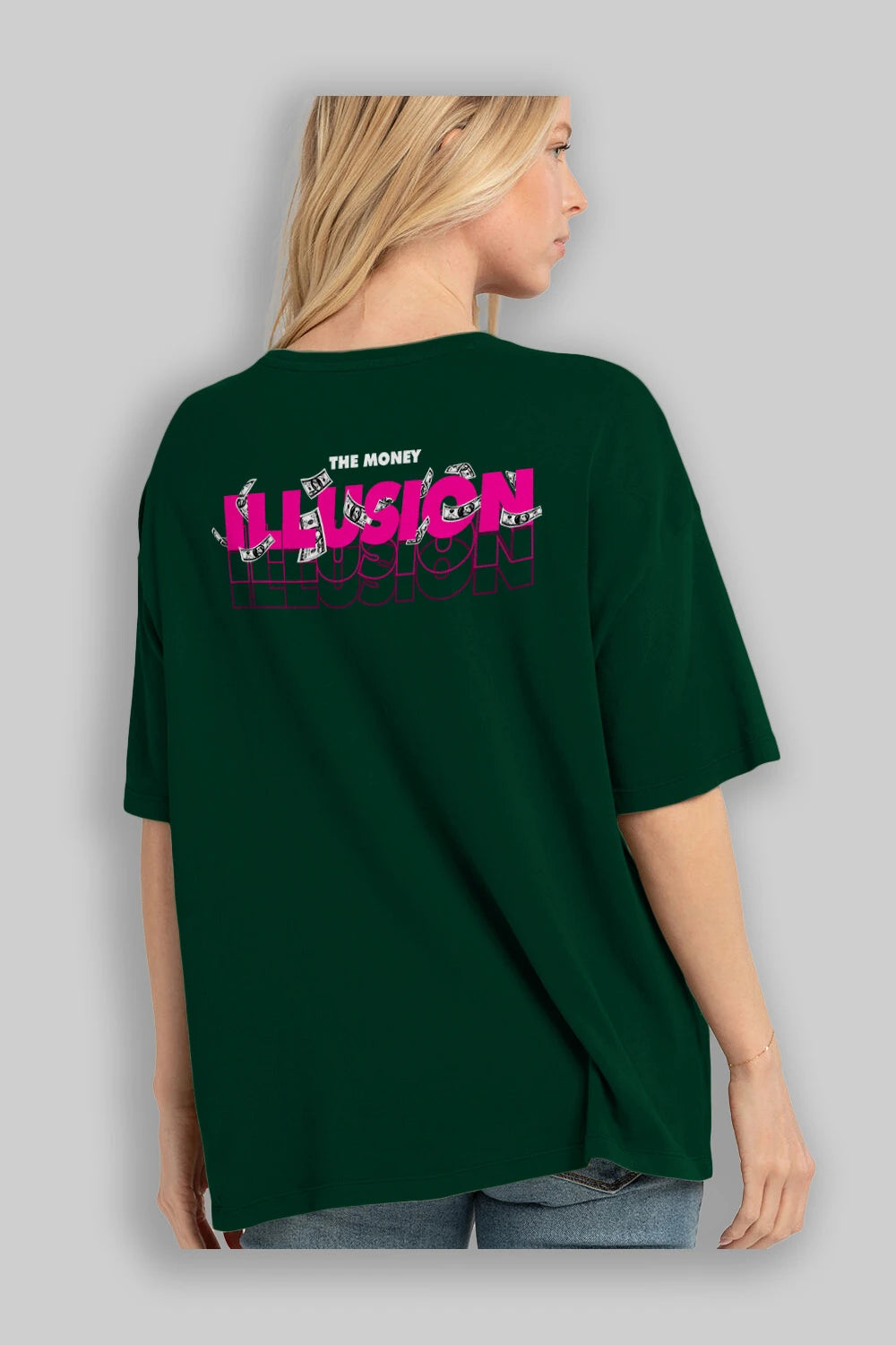 The Money Illusion Arka Baskılı Oversize t-shirt Erkek Kadın Unisex