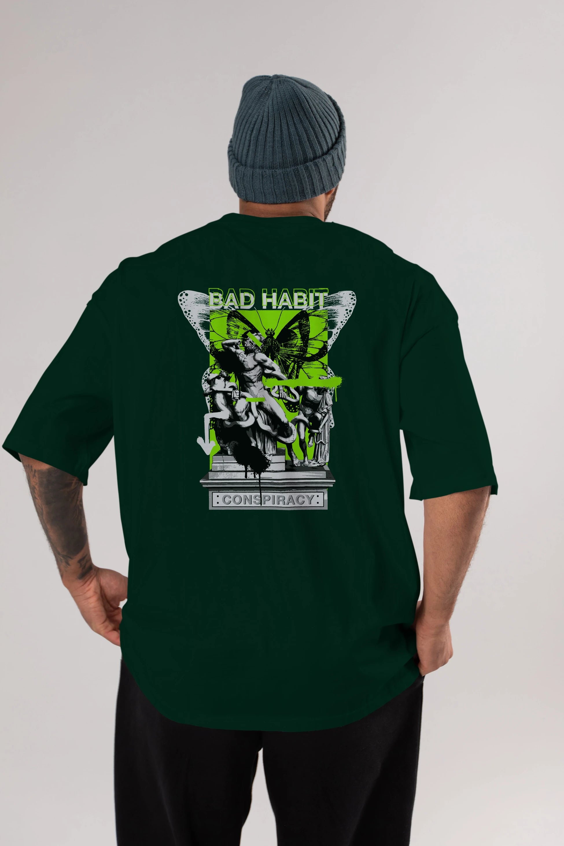 Bad Habit Arka Baskılı Oversize t-shirt Erkek Kadın Unisex