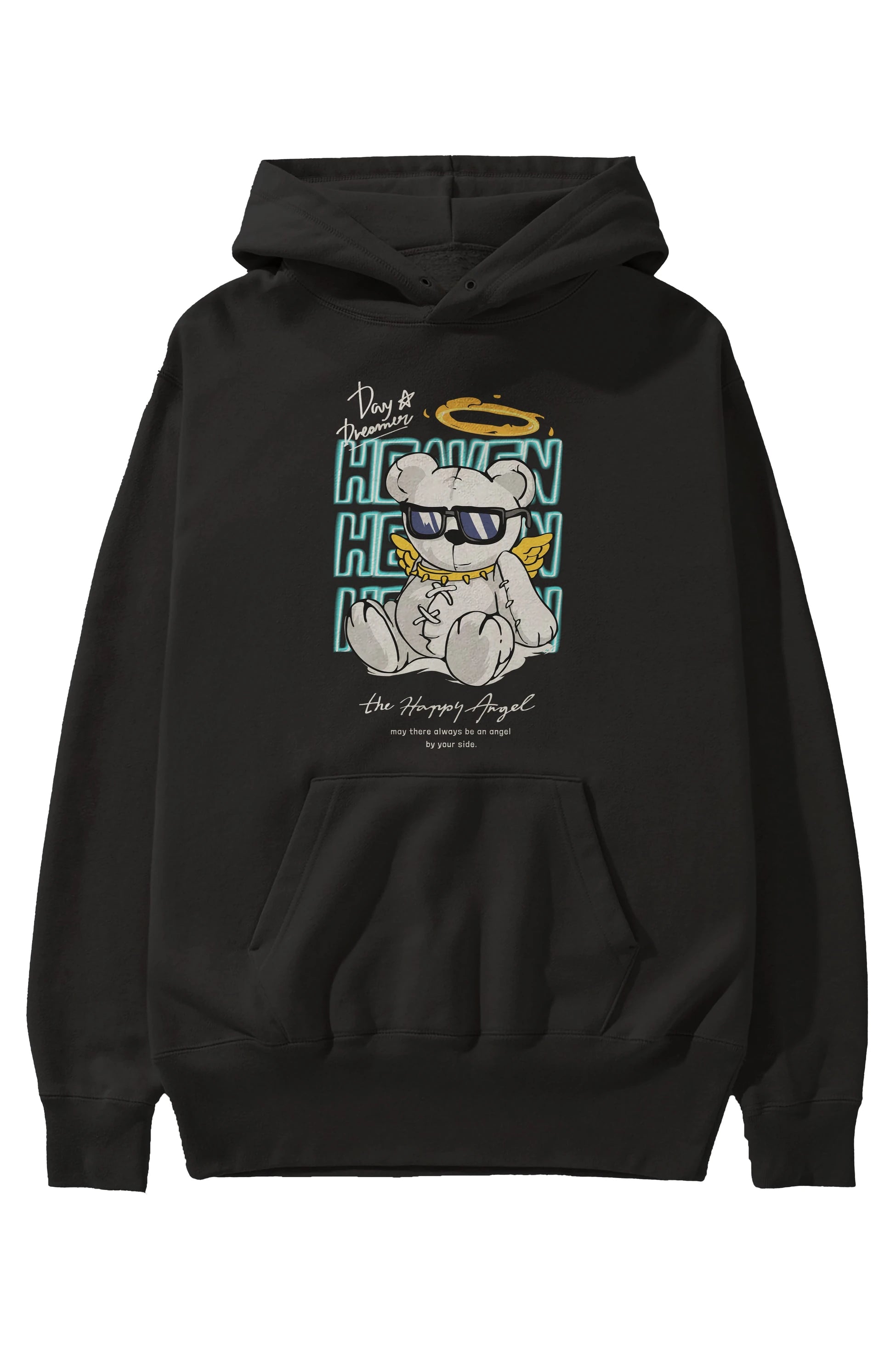 Heaven Bear Ön Baskılı Hoodie Oversize Kapüşonlu Sweatshirt Erkek Kadın Unisex