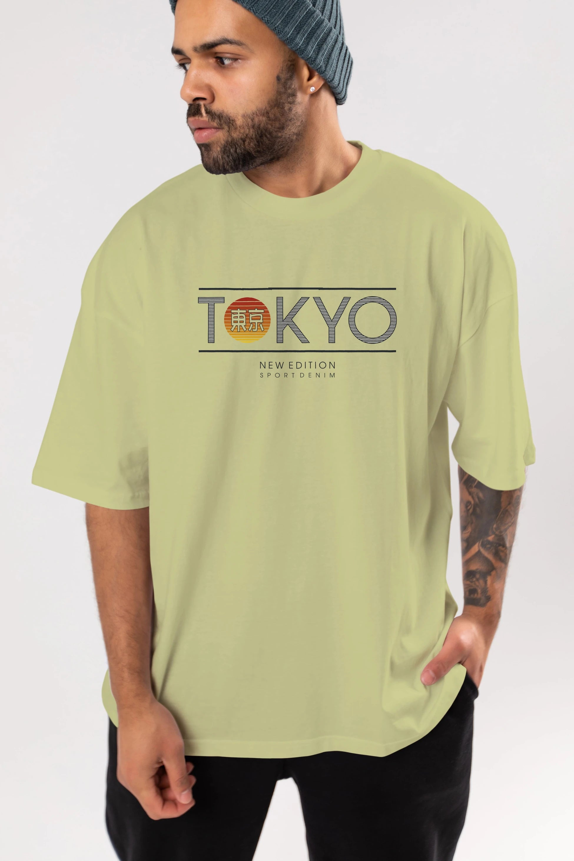 Tokyo Sport Ön Baskılı Oversize t-shirt Erkek Kadın Unisex