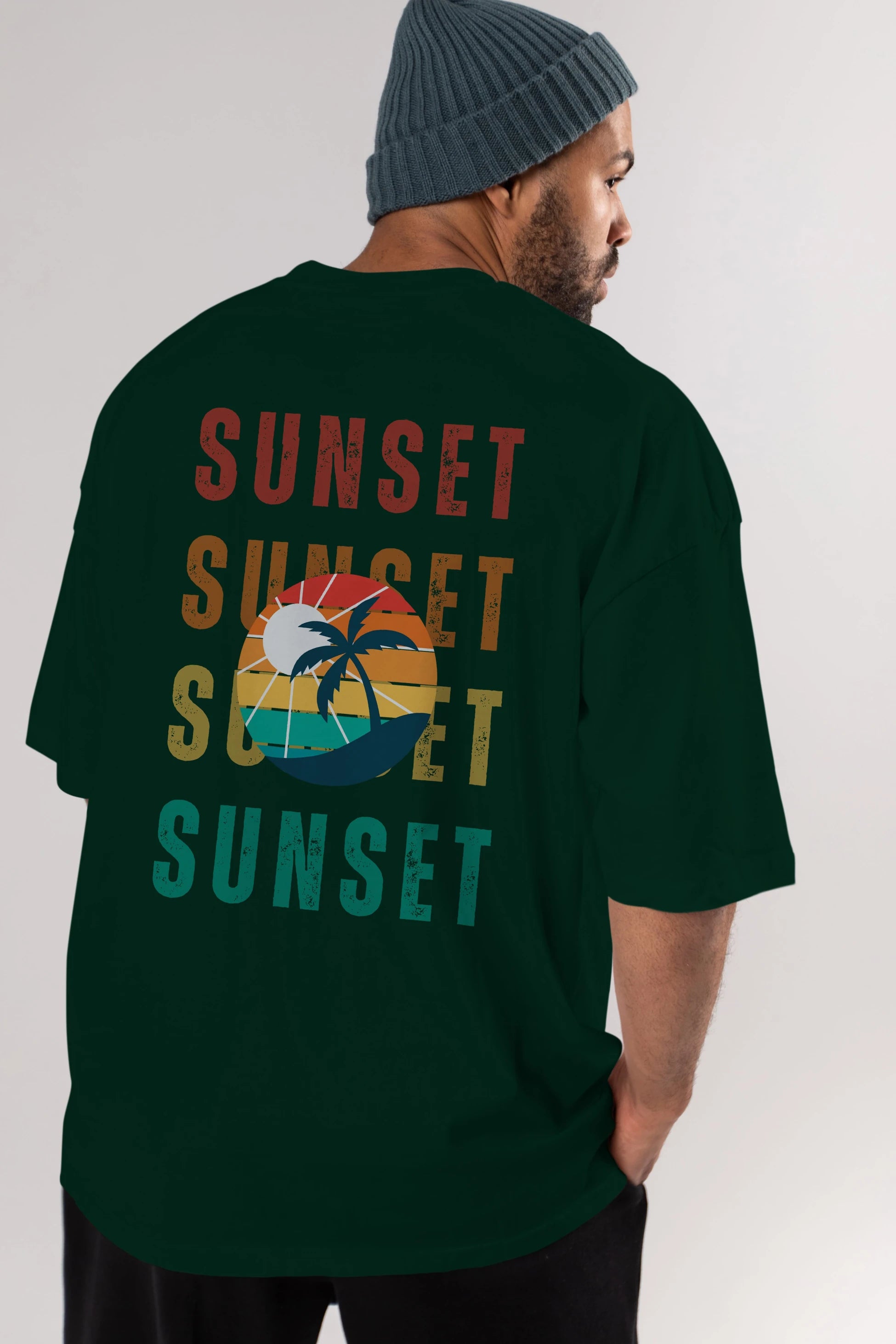 Sunset Yazılı Arka Baskılı Oversize t-shirt Erkek Kadın Unisex