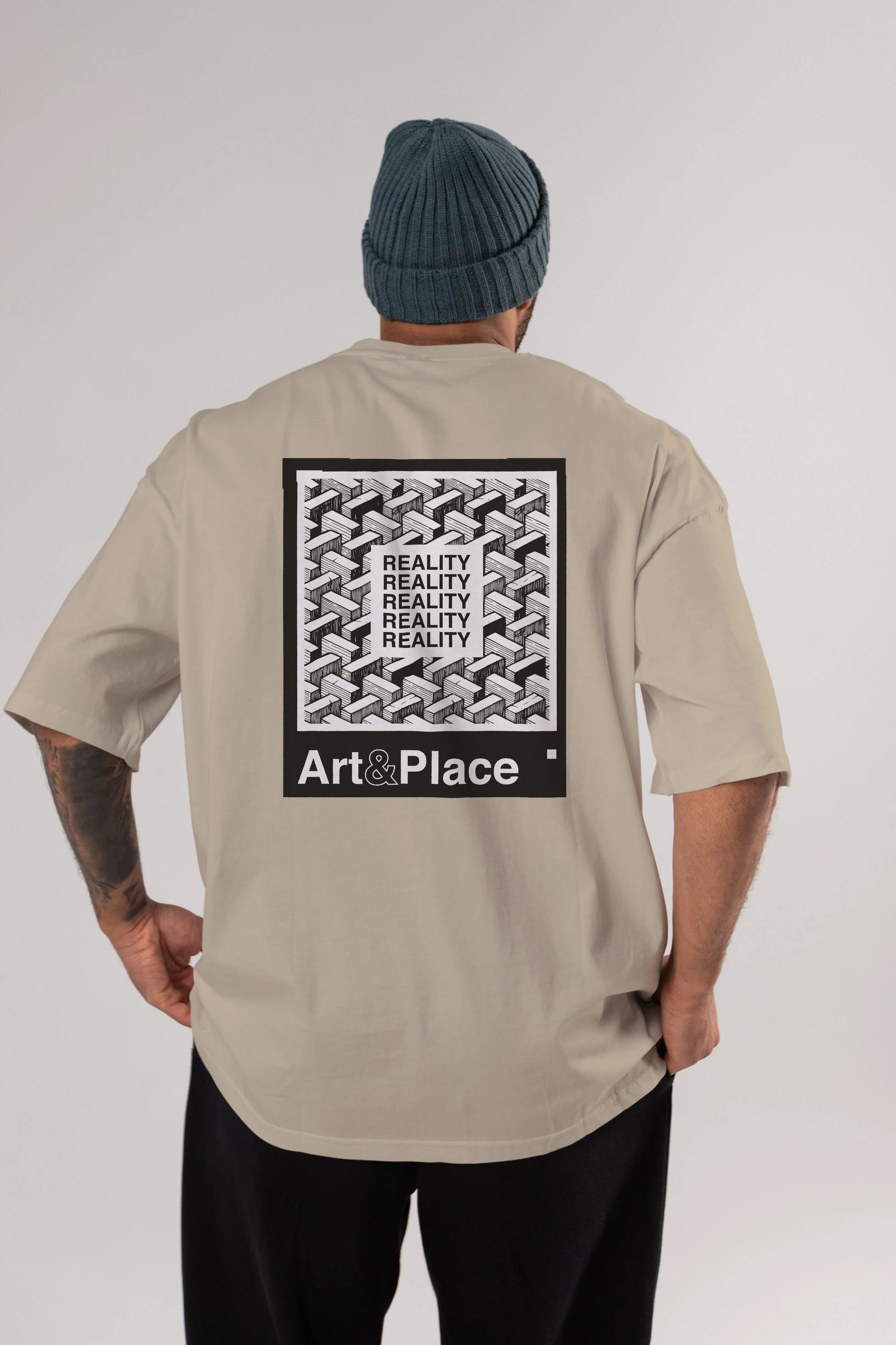 Reality Arka Baskılı Oversize t-shirt Erkek Kadın Unisex