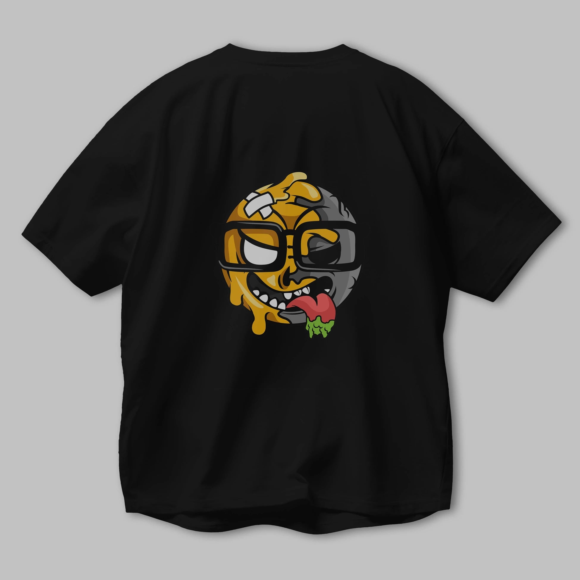Smiley Nerd Arka Baskılı Oversize t-shirt Erkek Kadın Unisex %100 Pamuk tişort