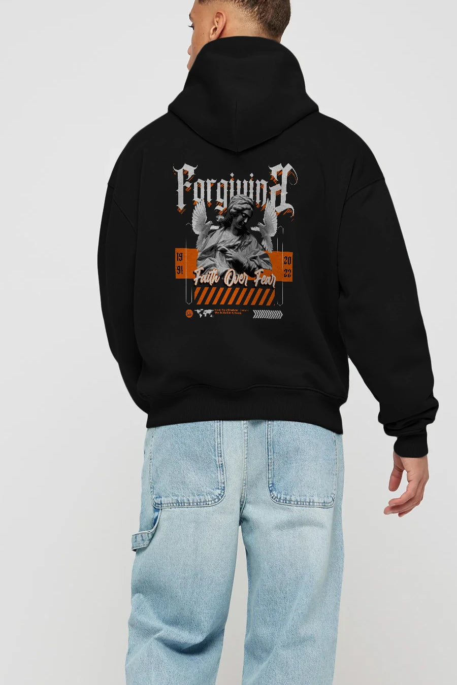 Faith Over Fear 2 Arka Baskılı Hoodie Oversize Kapüşonlu Sweatshirt Erkek Kadın Unisex