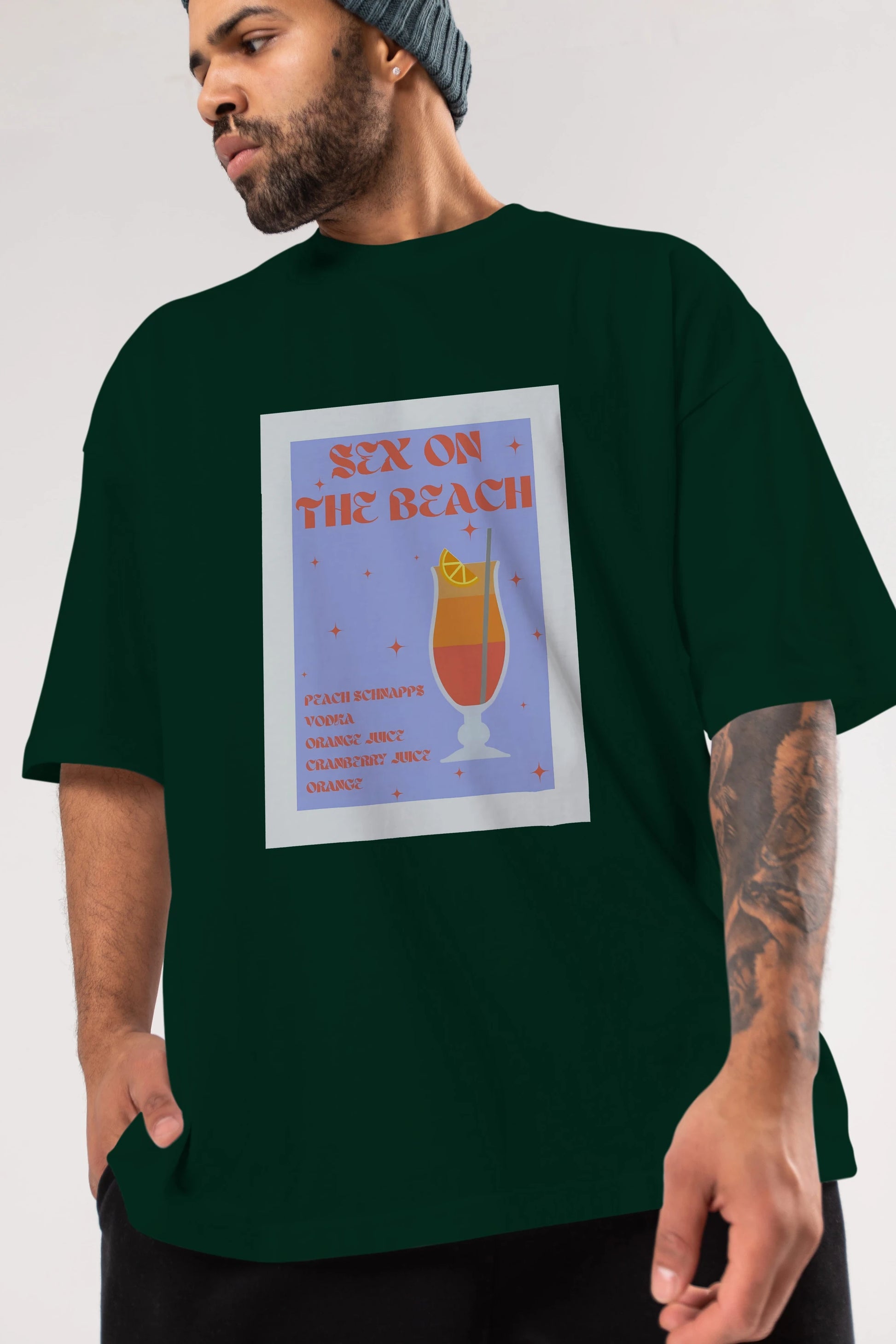 Sex On The Beach Ön Baskılı Oversize t-shirt Erkek Kadın Unisex %100 Pamuk Bisiklet Yaka tişort