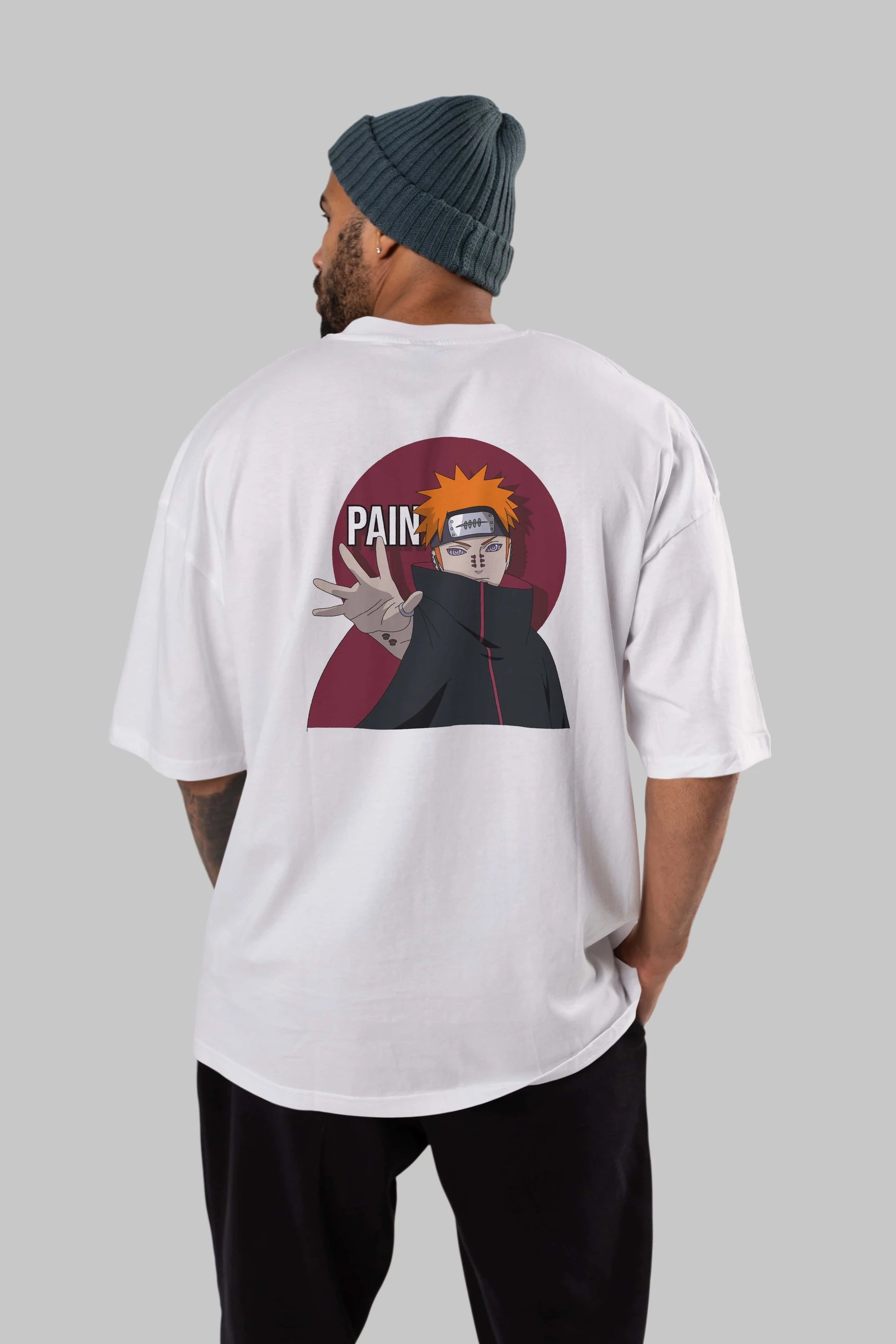 PAIN NARUTO Anime Arka Baskılı Oversize t-shirt Erkek Kadın Unisex