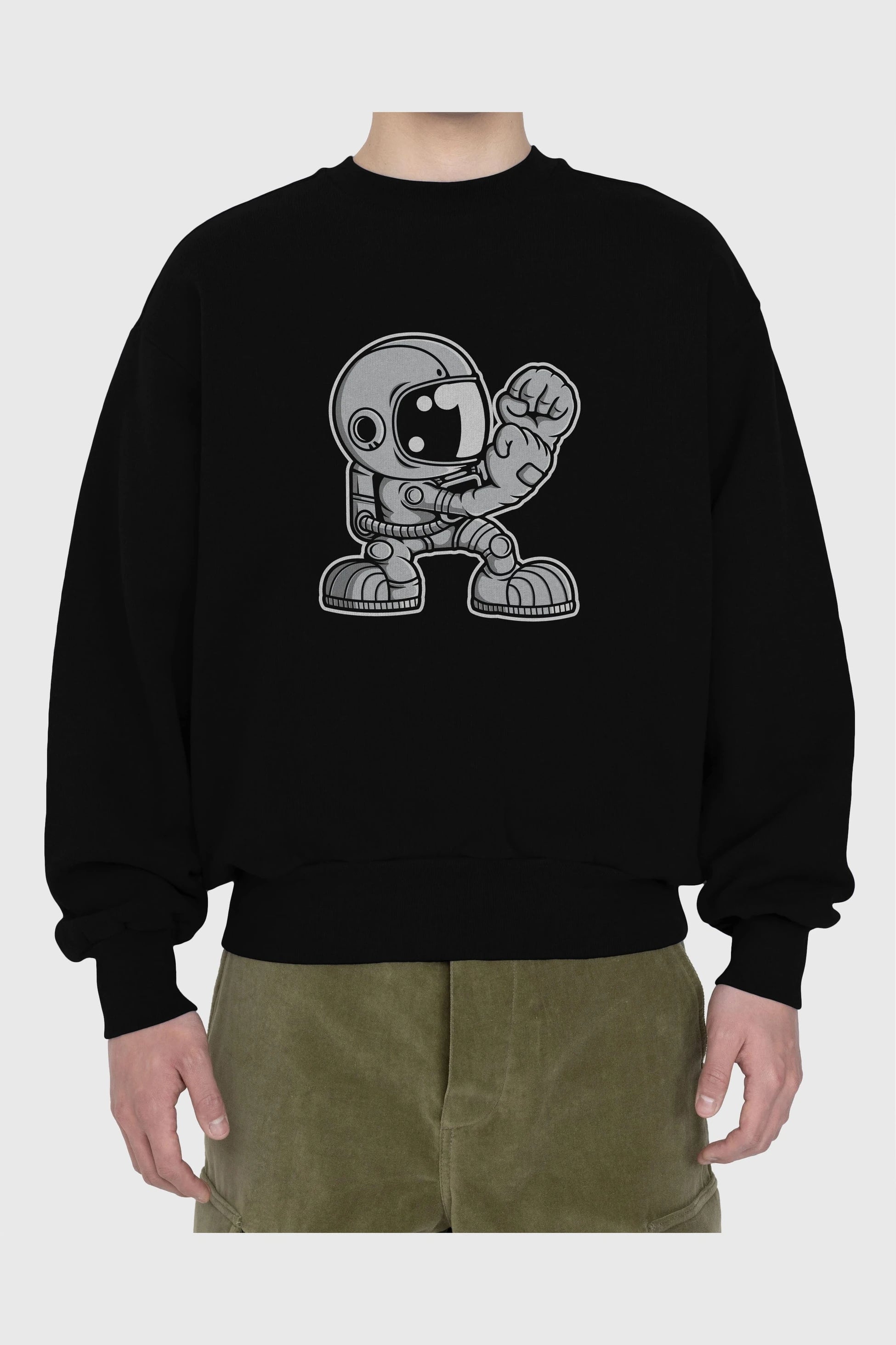 Astronaut Fighting Irish Ön Baskılı Oversize Sweatshirt Erkek Kadın Unisex