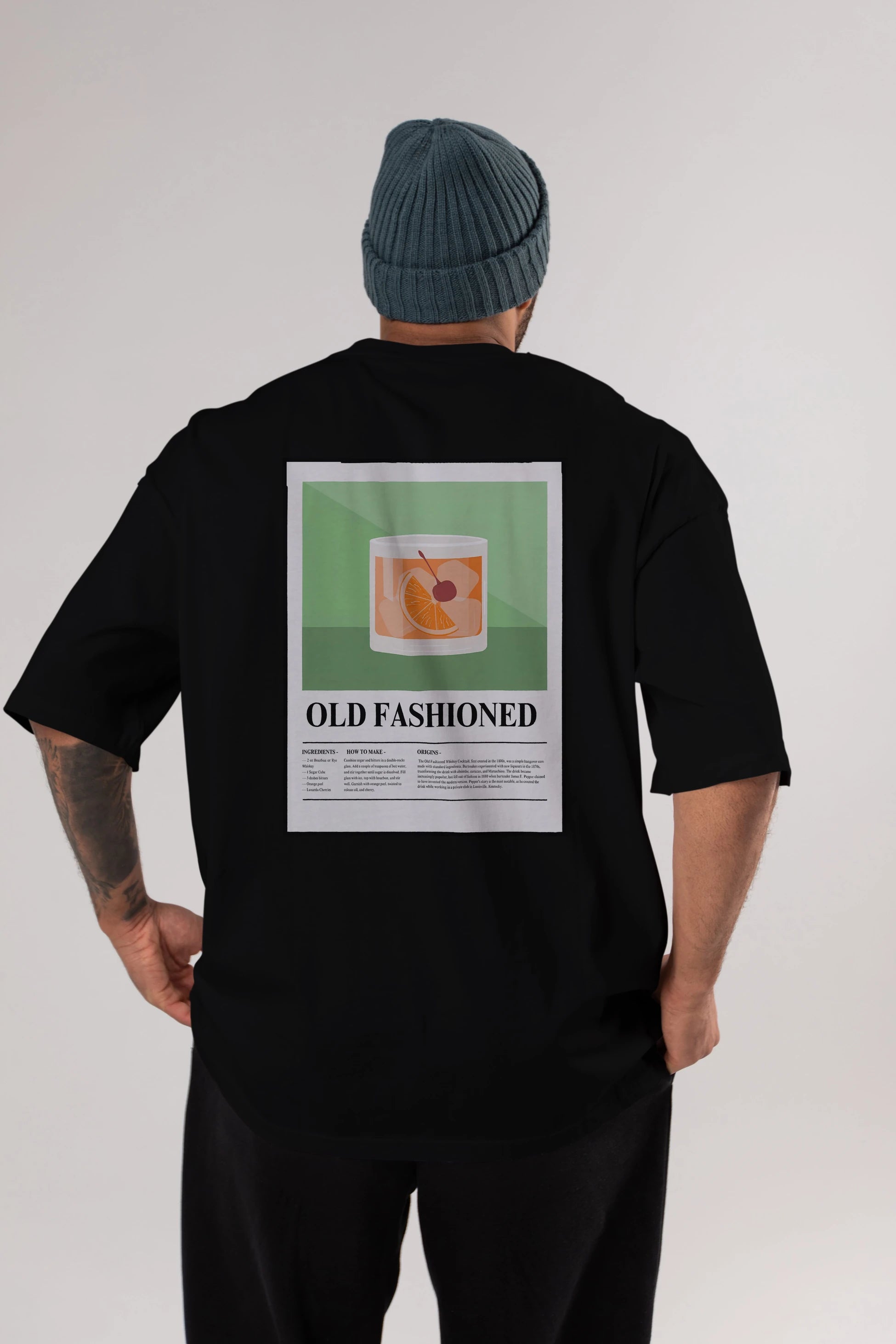 Old Fashioned Arka Baskılı Oversize t-shirt Erkek Kadın Unisex %100 Pamuk Bisiklet Yaka tişort