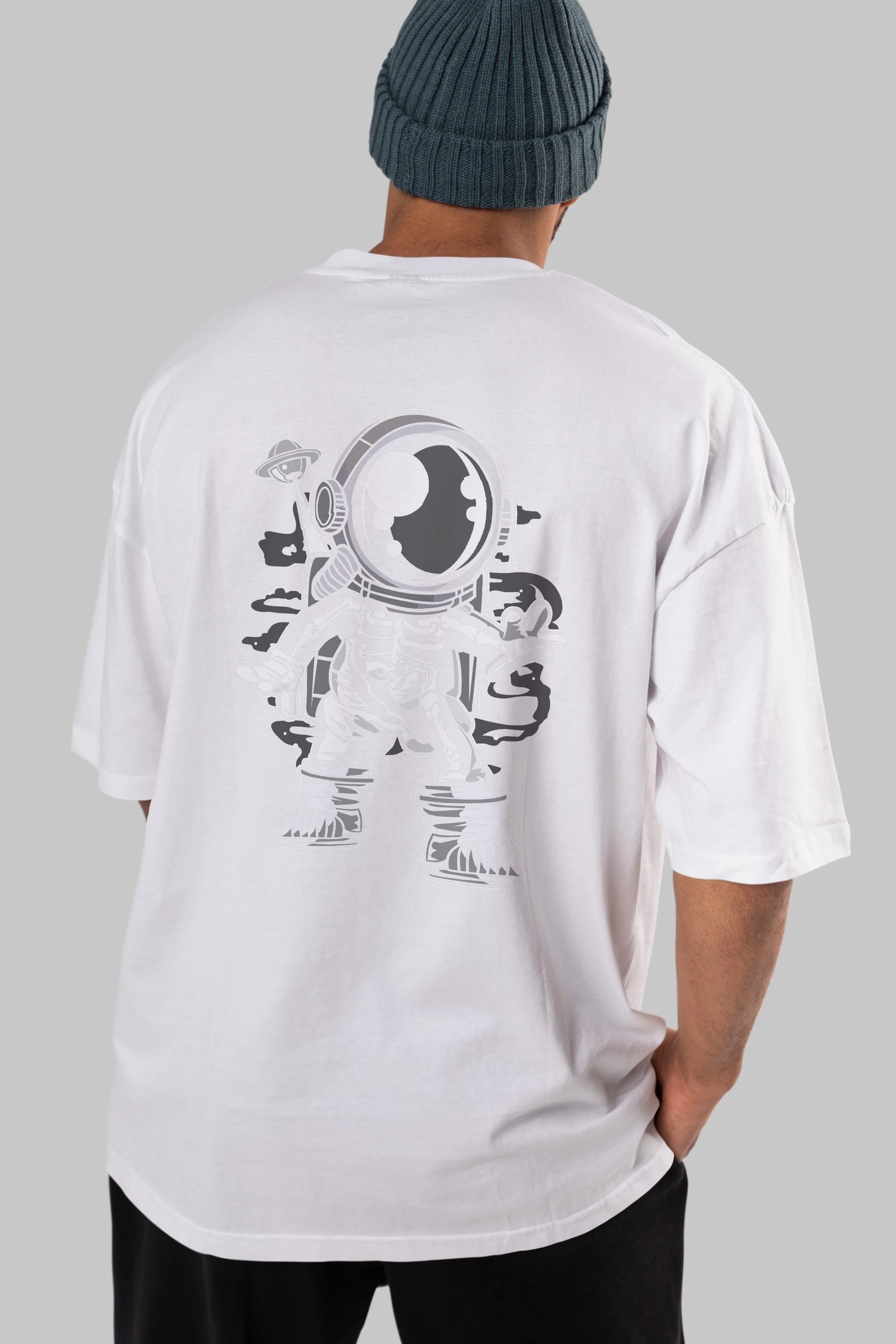 Space Skeleton Arka Baskılı Oversize t-shirt Erkek Kadın Unisex