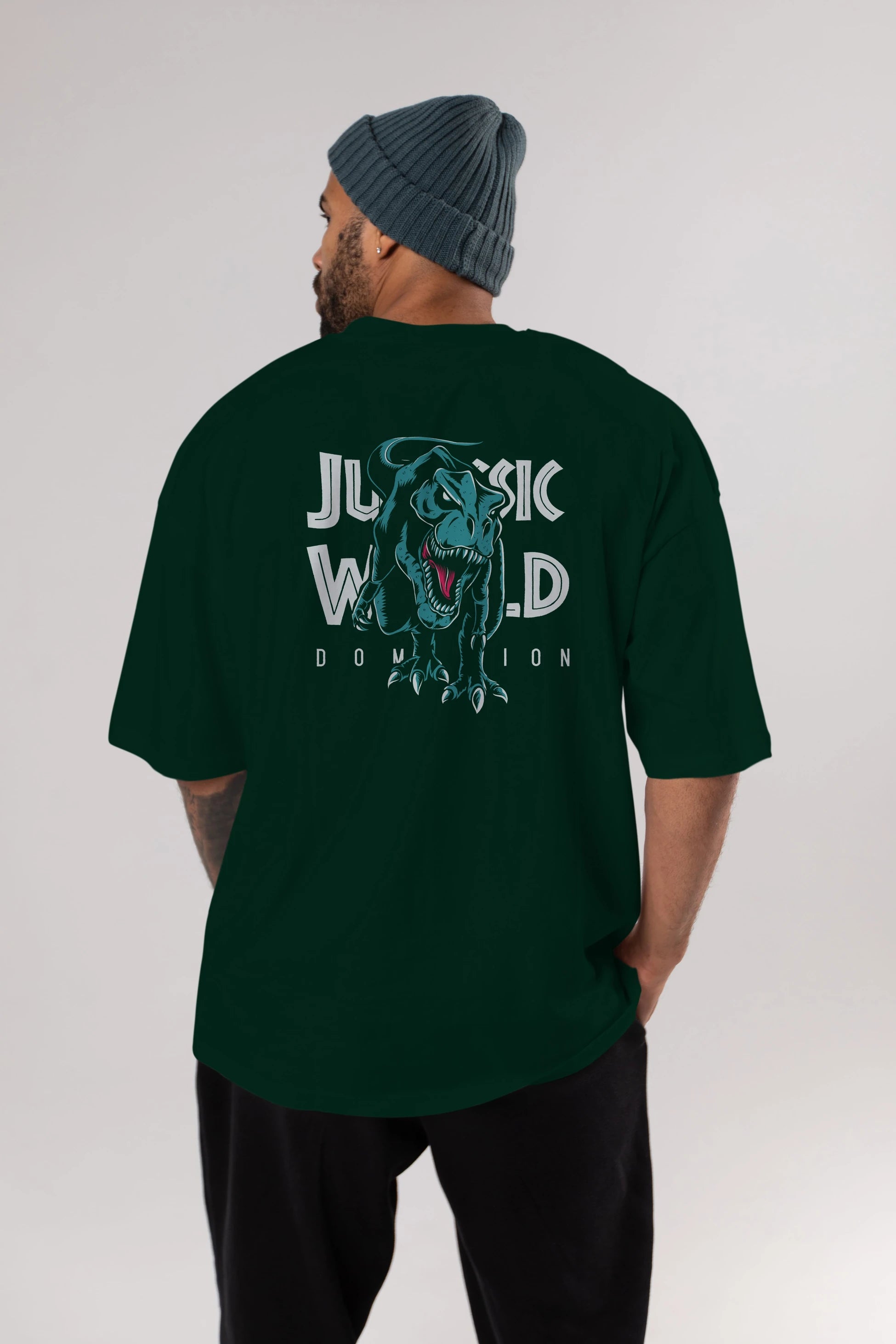 Jurassic Park (1) Arka Baskılı Oversize t-shirt Erkek Kadın Unisex %100 Pamuk Bisiklet Yaka tişort