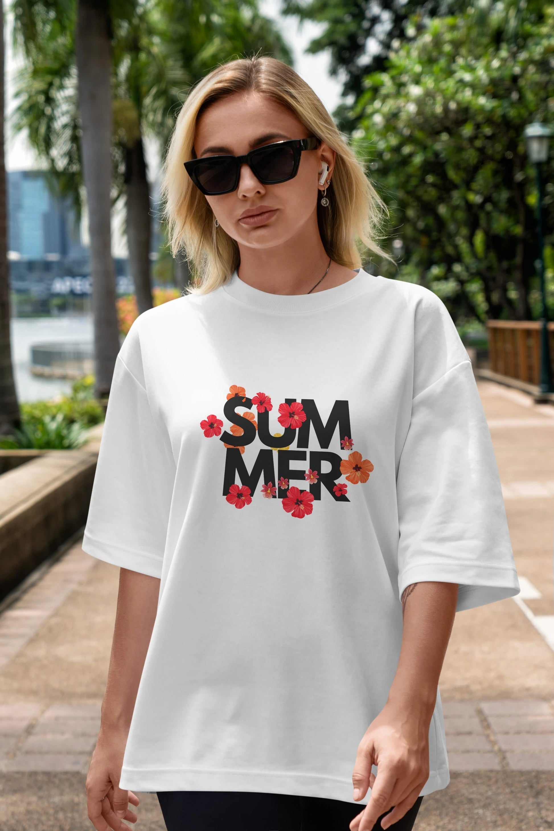 Summer Yazılı 2 Ön Baskılı Oversize t-shirt Erkek Kadın Unisex