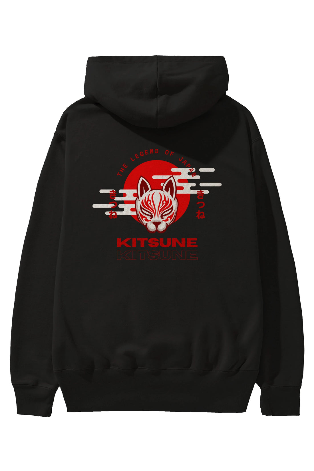 Kitsune Mask Arka Baskılı Oversize Hoodie Kapüşonlu Sweatshirt Erkek Kadın Unisex