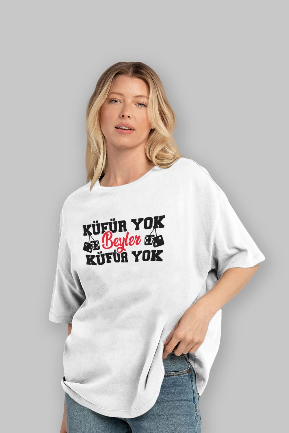 Küfür Yok Beyler Ön Baskılı Oversize t-shirt %100 pamuk Erkek Kadın Unisex