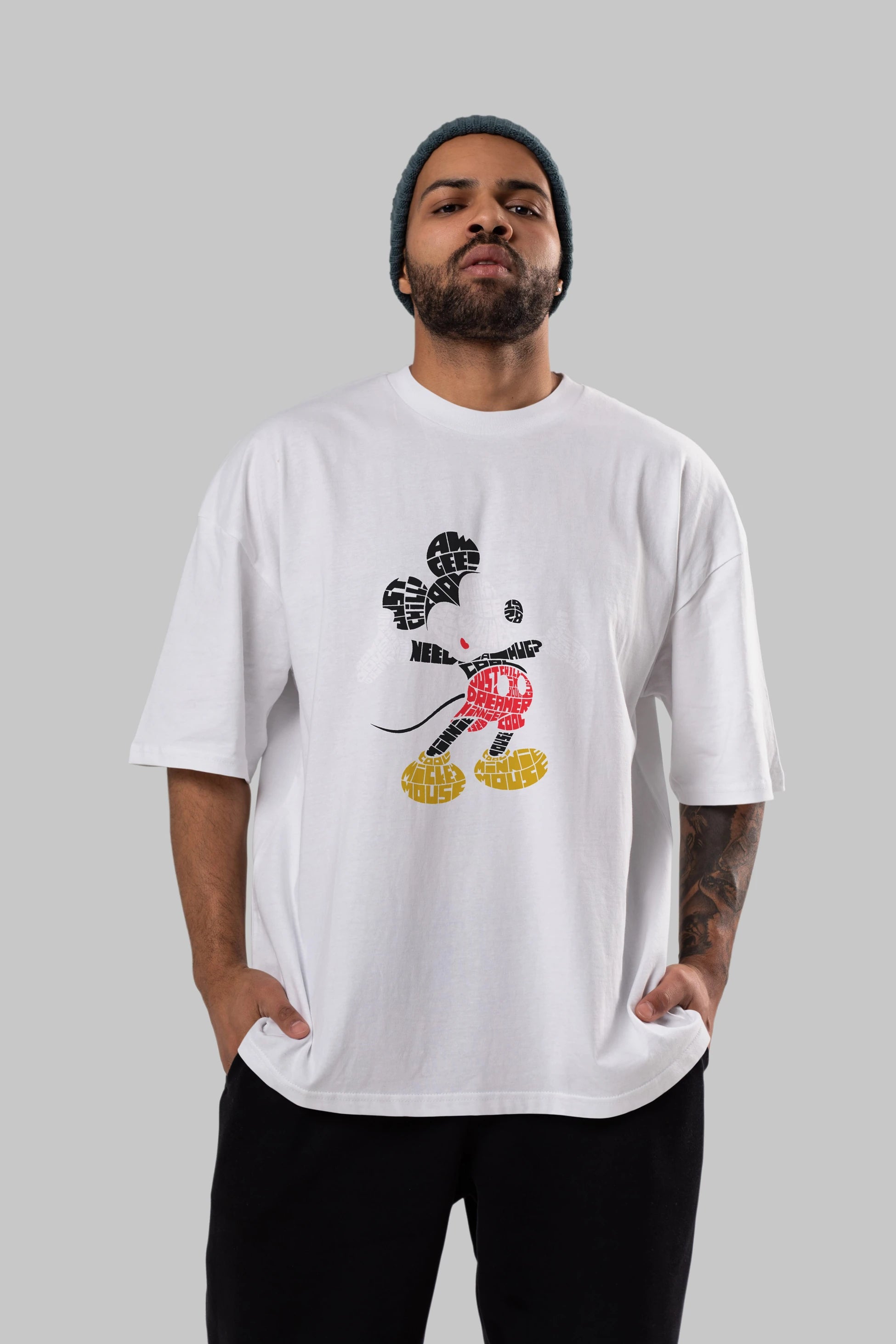 Mickey Ön Baskılı Oversize t-shirt %100 pamuk Erkek Kadın Unisex