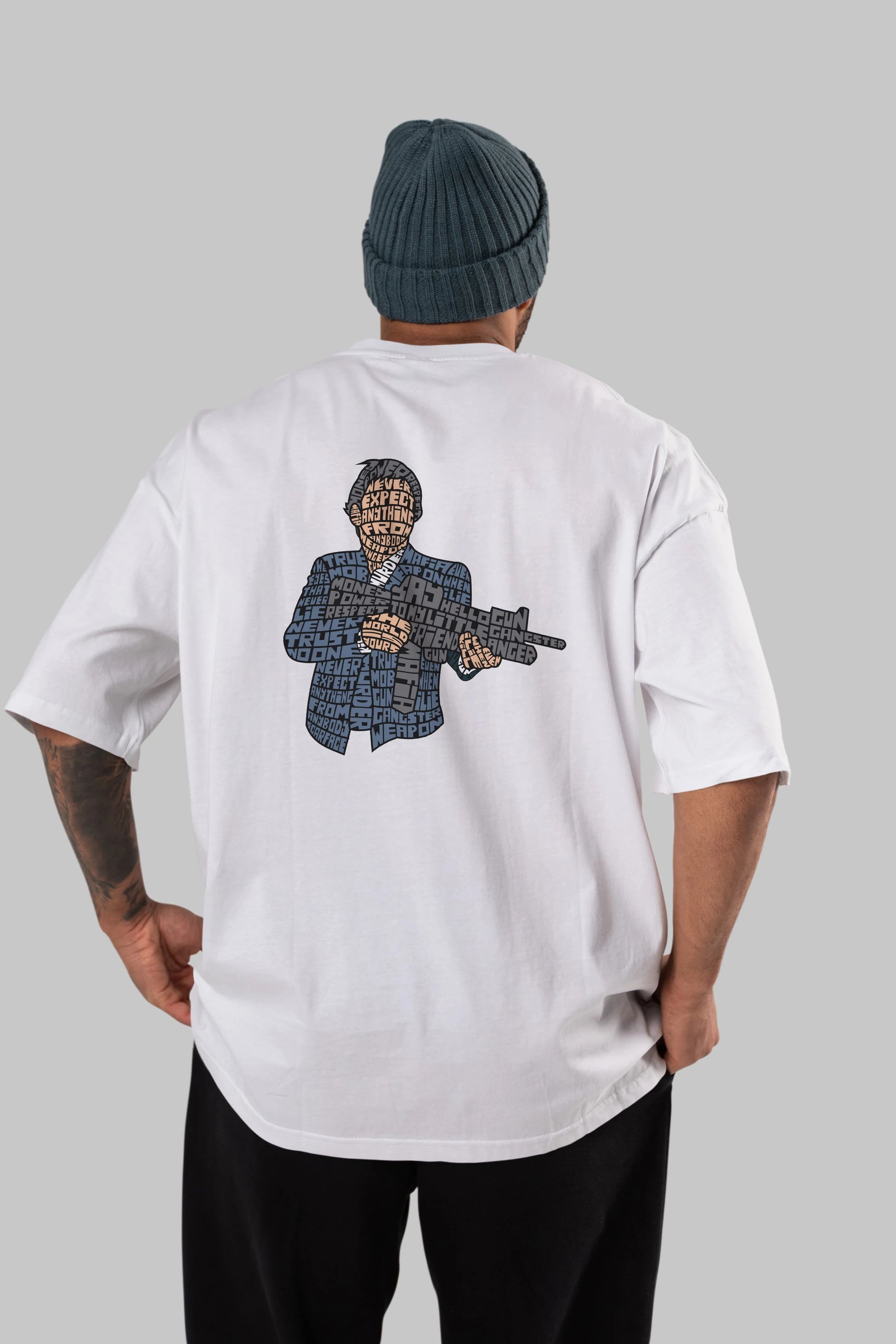 Mafia Arka Baskılı Oversize t-shirt %100 pamuk Erkek Kadın Unisex