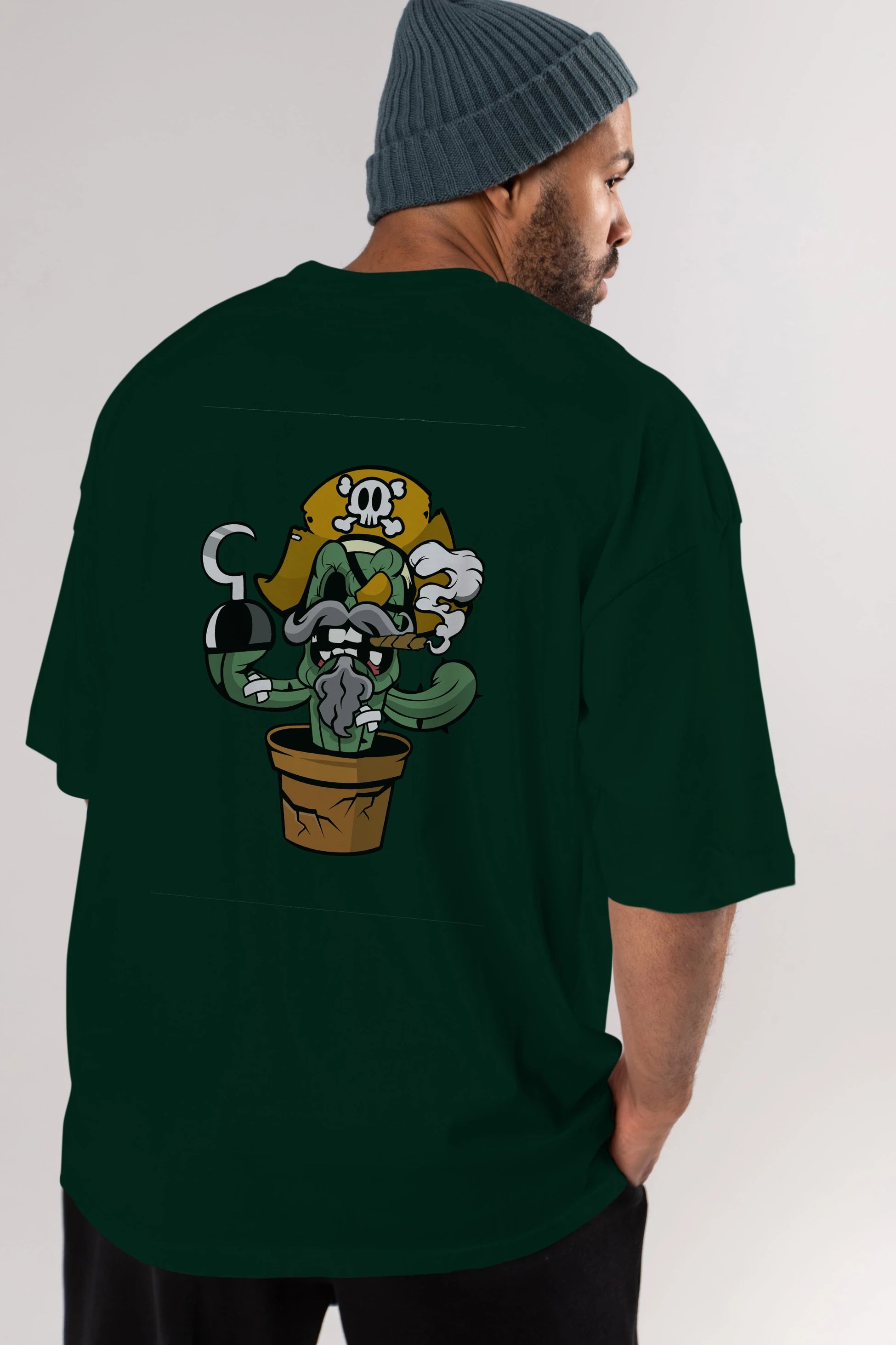 Pirate Cactus Arka Baskılı Oversize t-shirt Erkek Kadın Unisex %100 Pamuk tişort