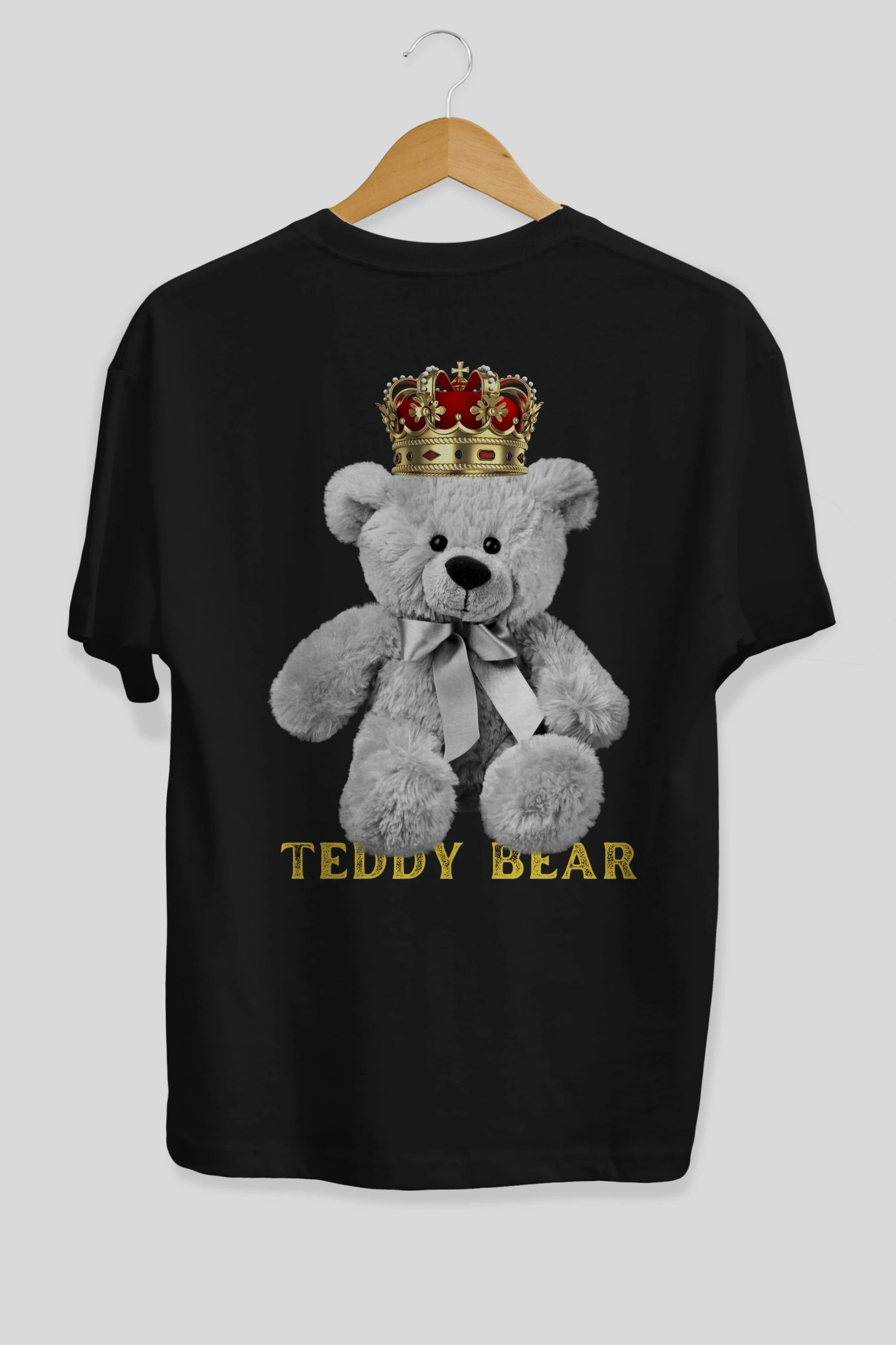 Teddy Bear Arka Baskılı Oversize t-shirt Erkek Kadın Unisex %100 Pamuk