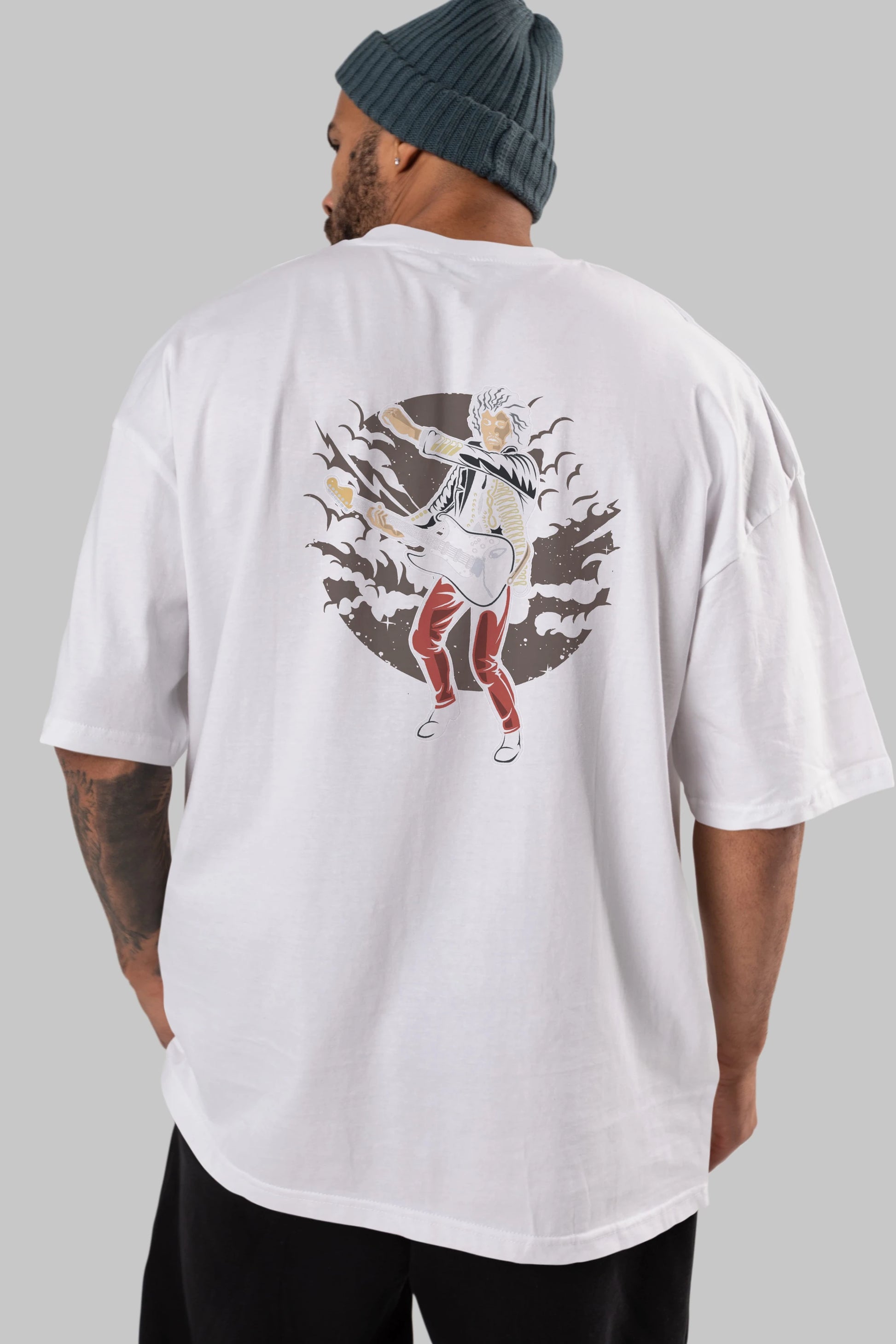 JIMMY HENDRIX Arka Baskılı Oversize t-shirt Erkek Kadın Unisex %100 Pamuk
