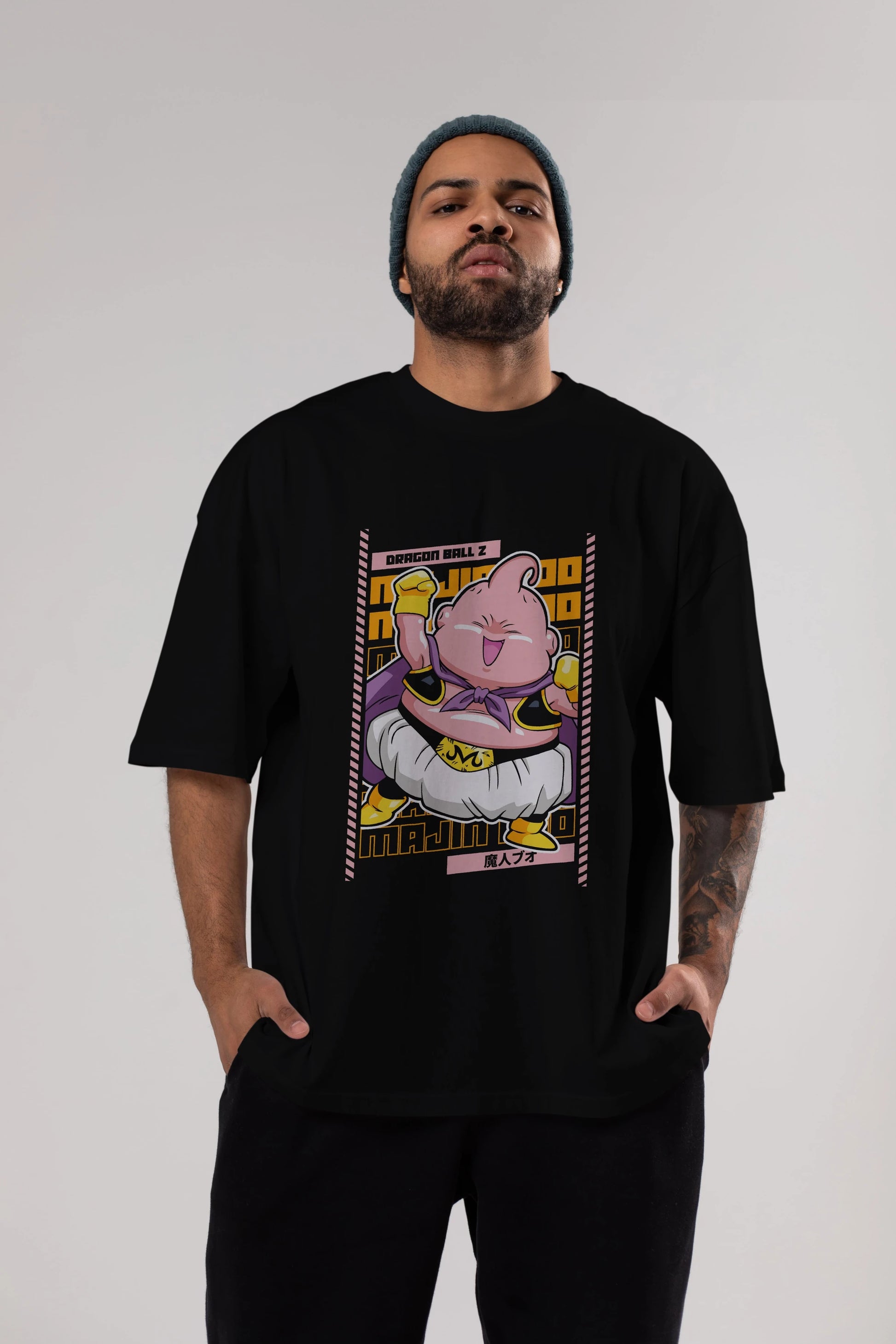 MAJIN BOO1 Anime Ön Baskılı Oversize t-shirt %100 pamuk Erkek Kadın Unisex
