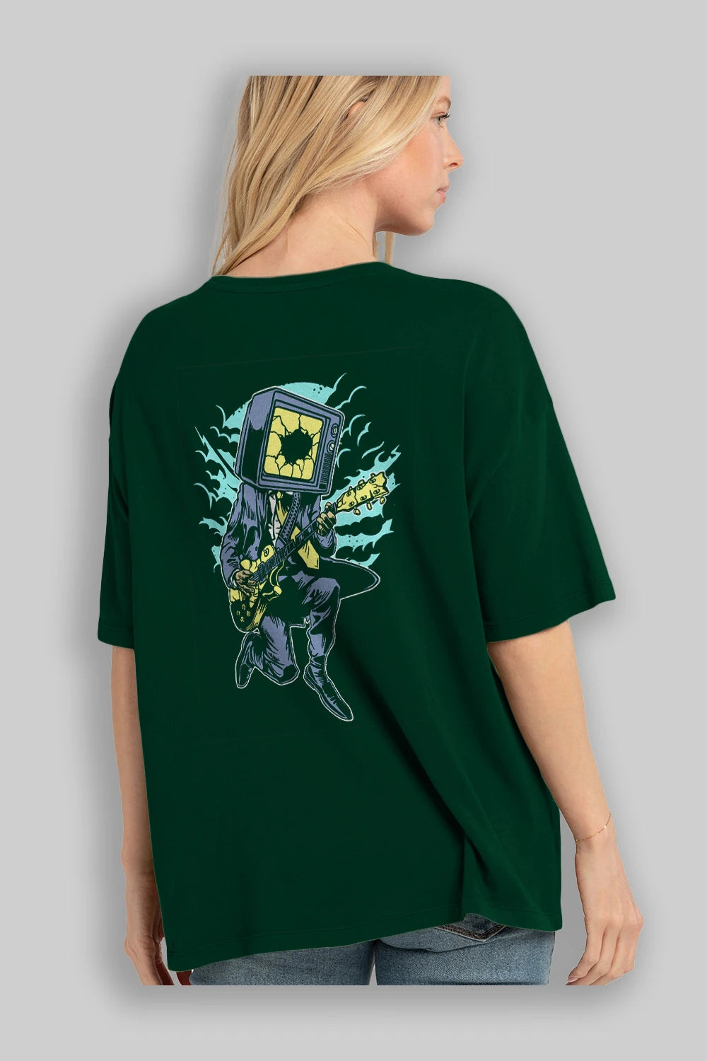 Death Rock Arka Baskılı Oversize t-shirt Erkek Kadın Unisex %100 Pamuk