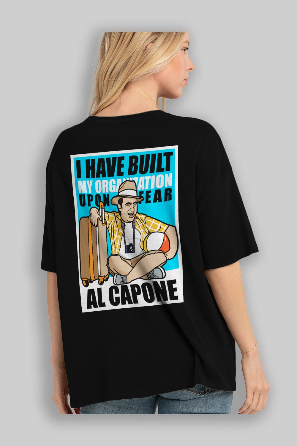 Al Capone Holiday Arka Baskılı Oversize t-shirt Erkek Kadın Unisex %100 Pamuk tişort